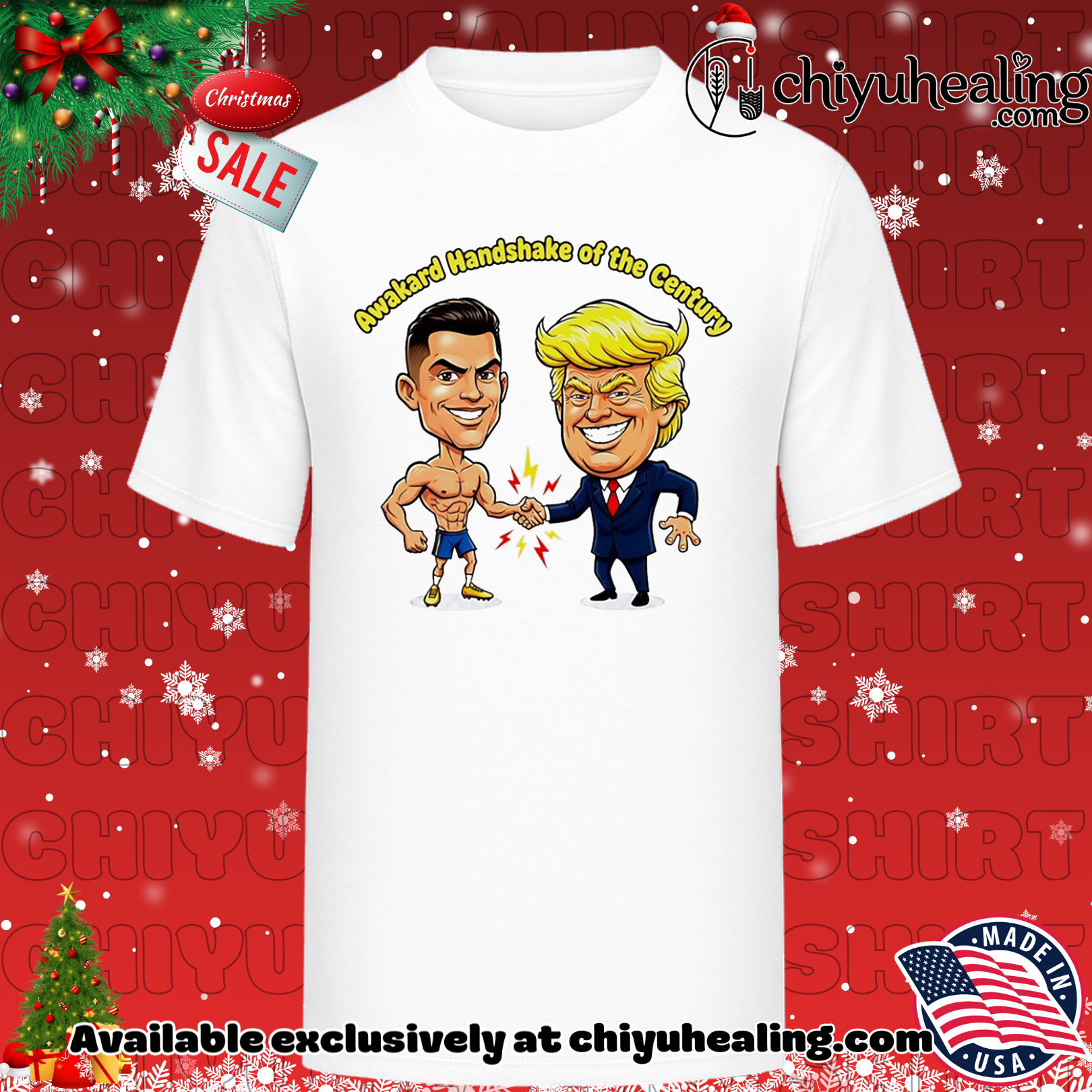 Trump and Ronaldo Awkward Handshake of the Century shirt, Hoodie, Sweatshirt, Poster Canvas, Mug, Ornaments