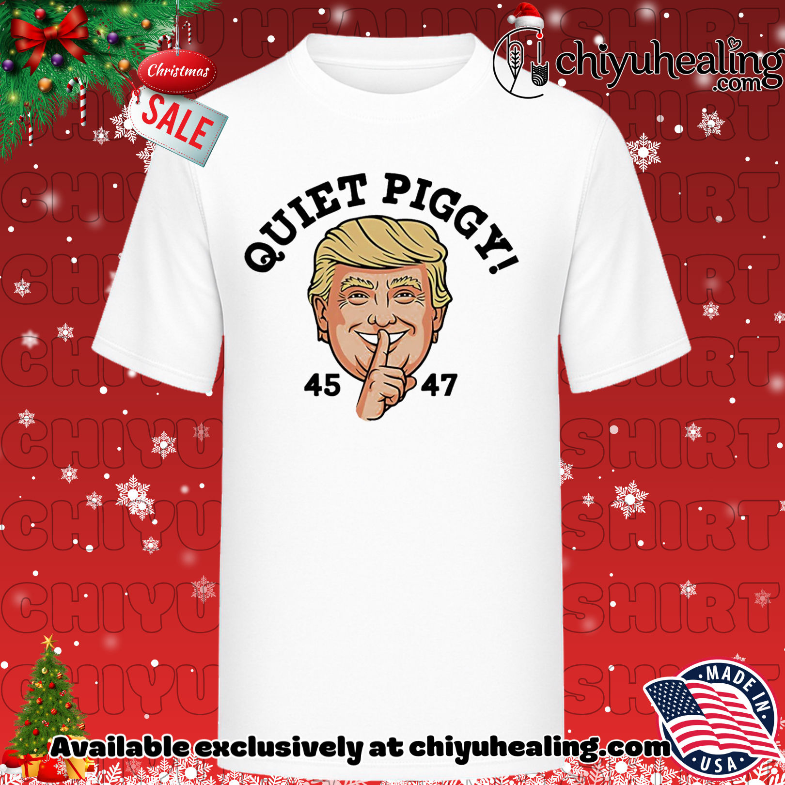 Trump Quiet Piggy 45 47 big face shirt, Hoodie, Sweatshirt, Poster Canvas, Mug, Ornaments