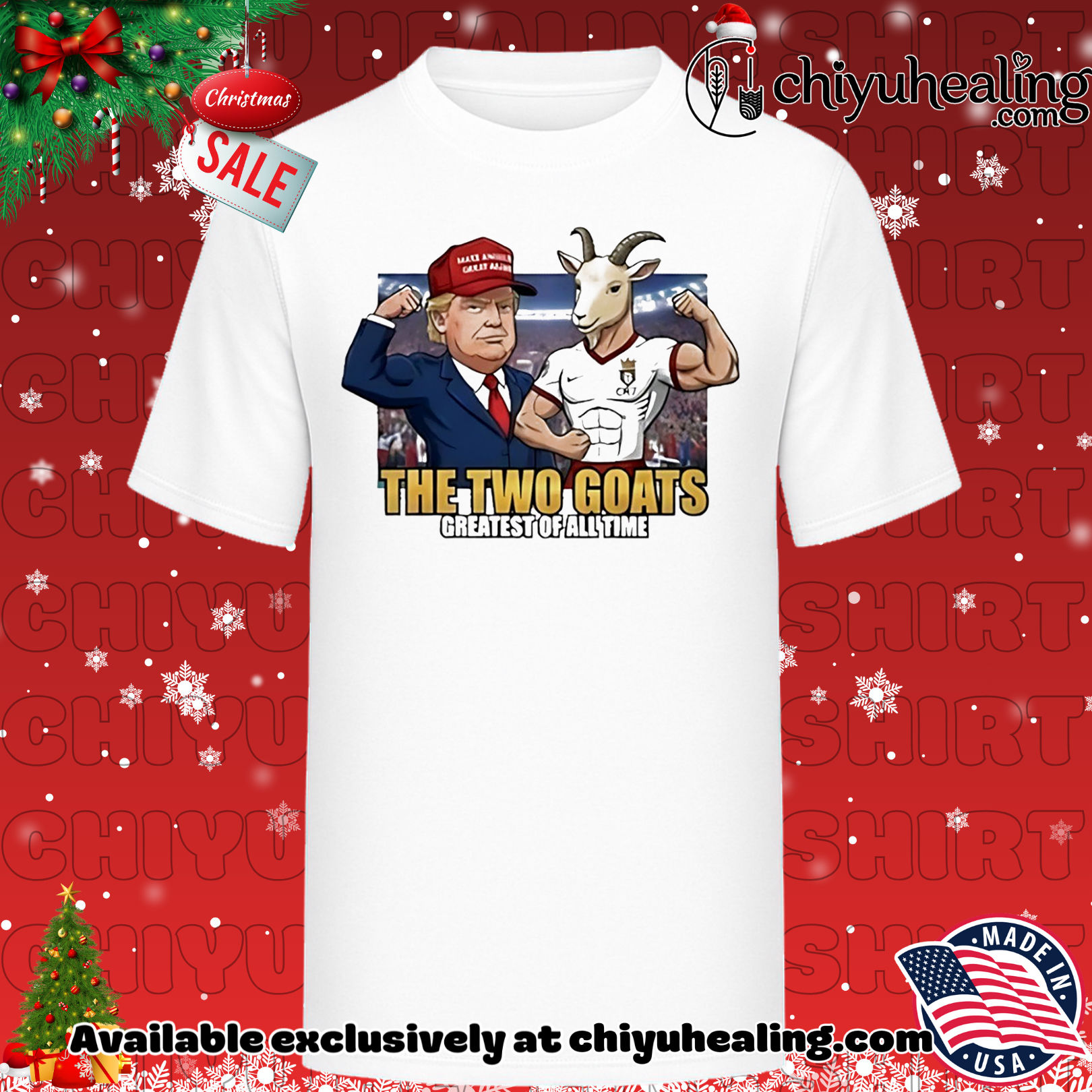 Trump Ronaldo Cr7 The Two Goats Meme Greatest Of All Time shirt, Hoodie, Sweatshirt, Poster Canvas, Mug, Ornaments