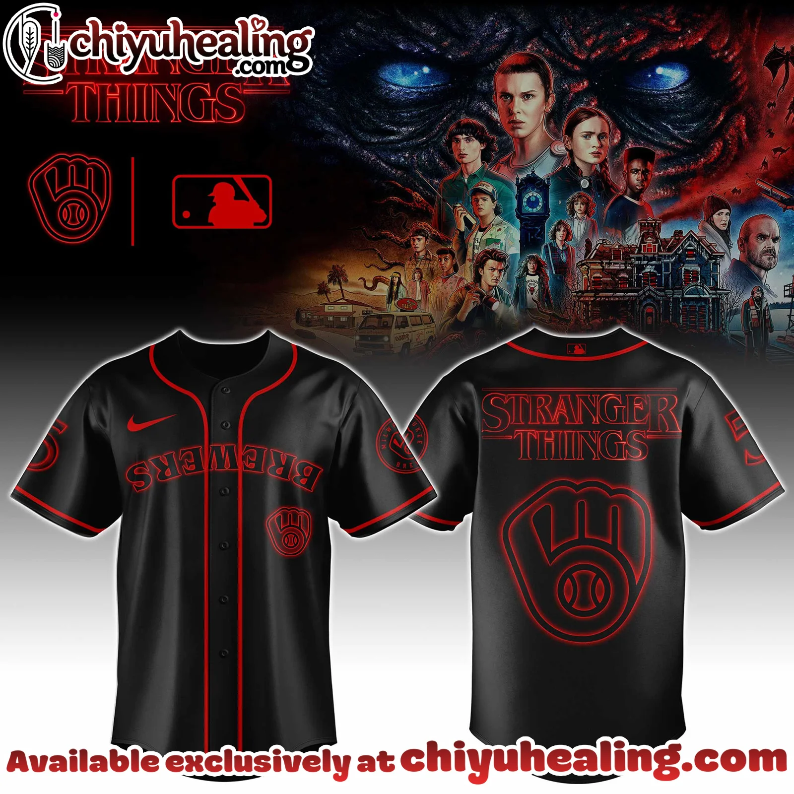All Team MLB Brewers Special Stranger Things Limited Edition Jersey