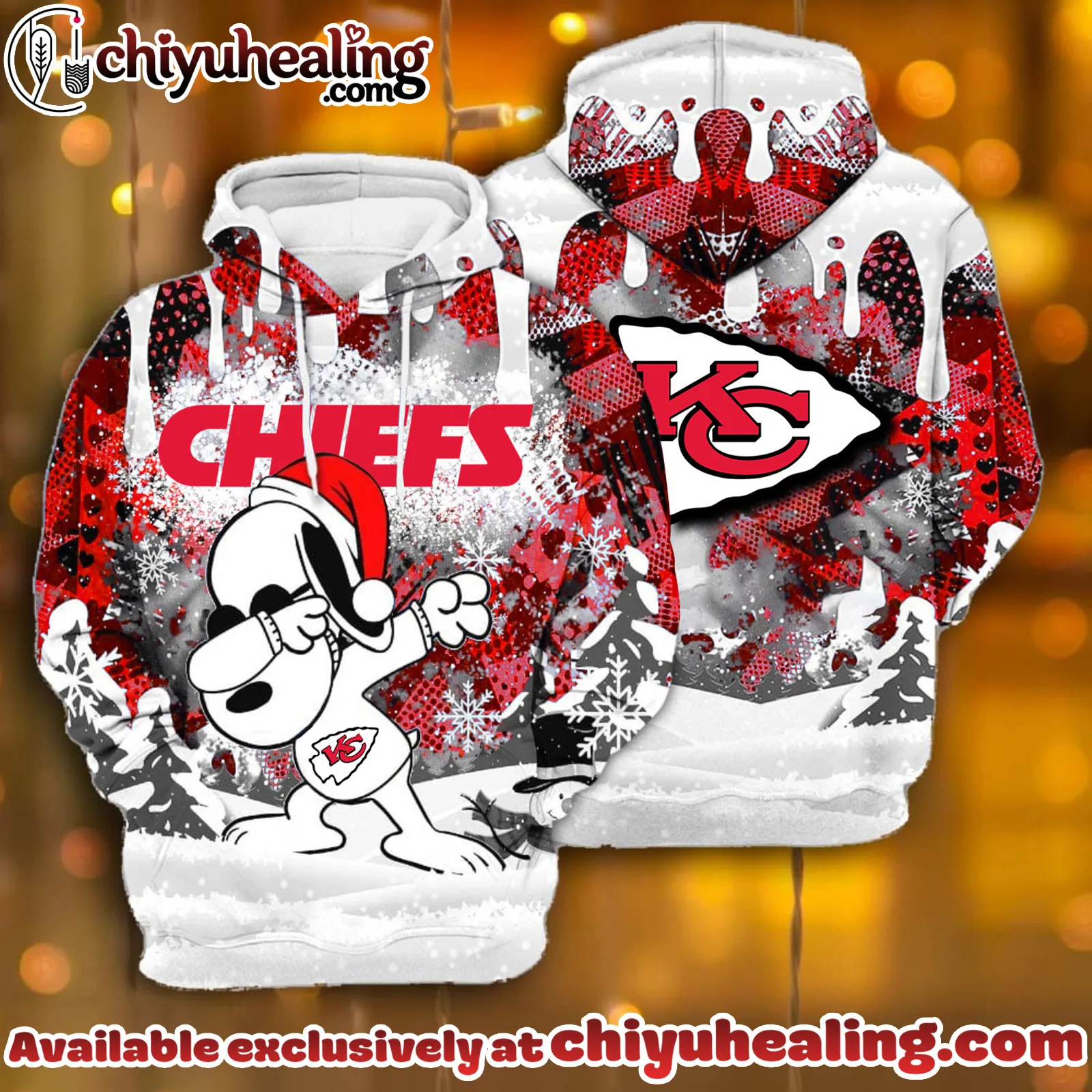 All Team NFC Kansas City Chiefs x Snoopy Christmas Hoodie Limited Edition-3D Unisex Hoodie
