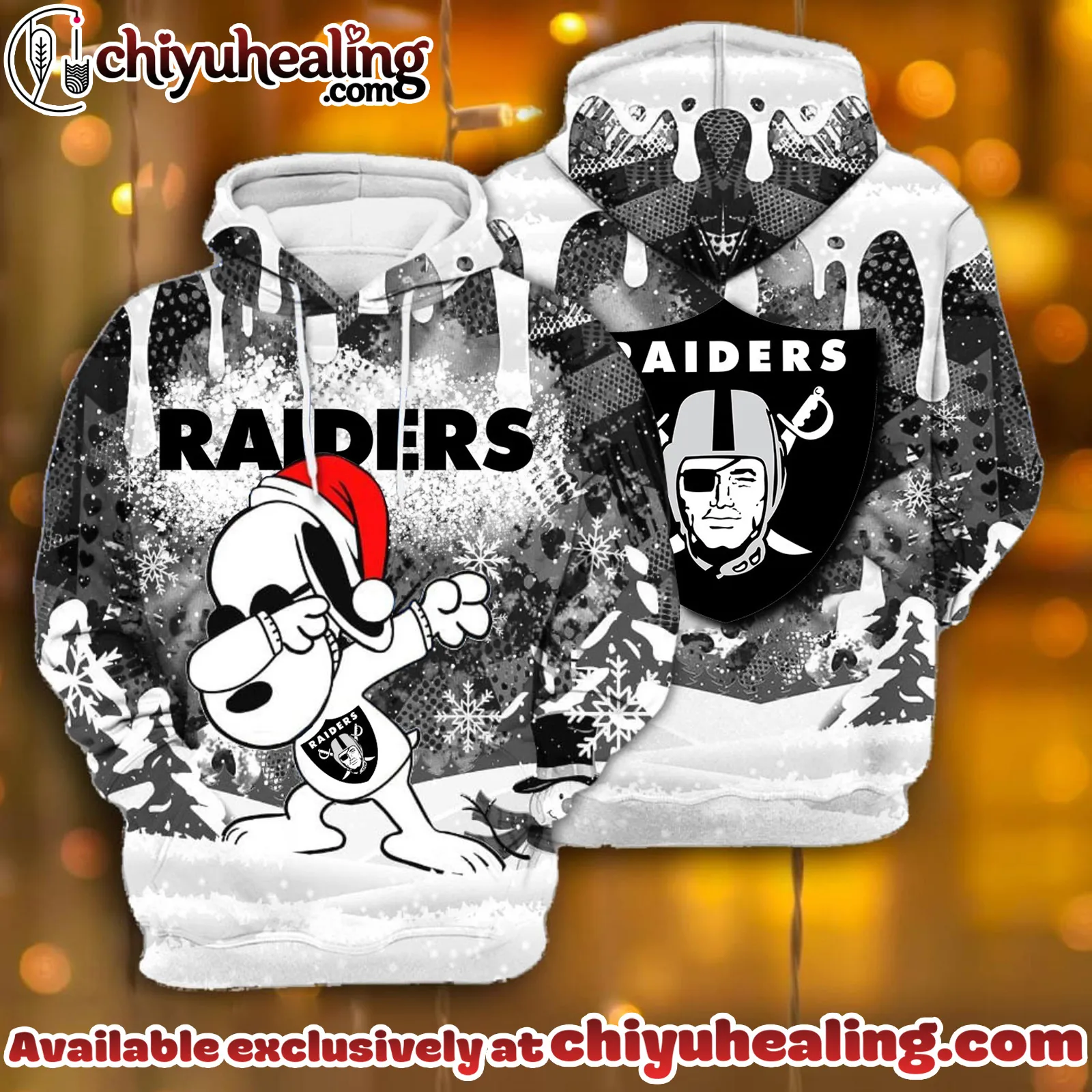 All Team NFC Las Vegas Raiders x Snoopy Christmas Hoodie Limited Edition-3D Unisex Hoodie