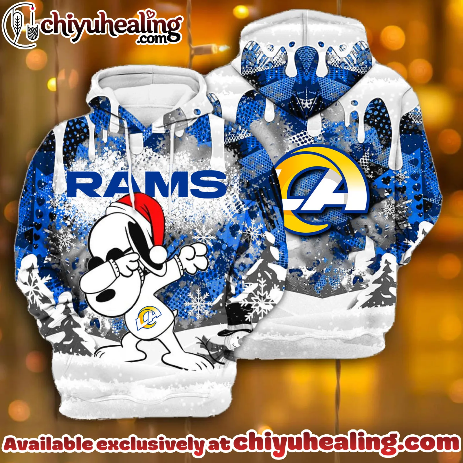 All Team NFC Los Angeles Rams x Snoopy Christmas Hoodie Limited Edition-3D Unisex Hoodie