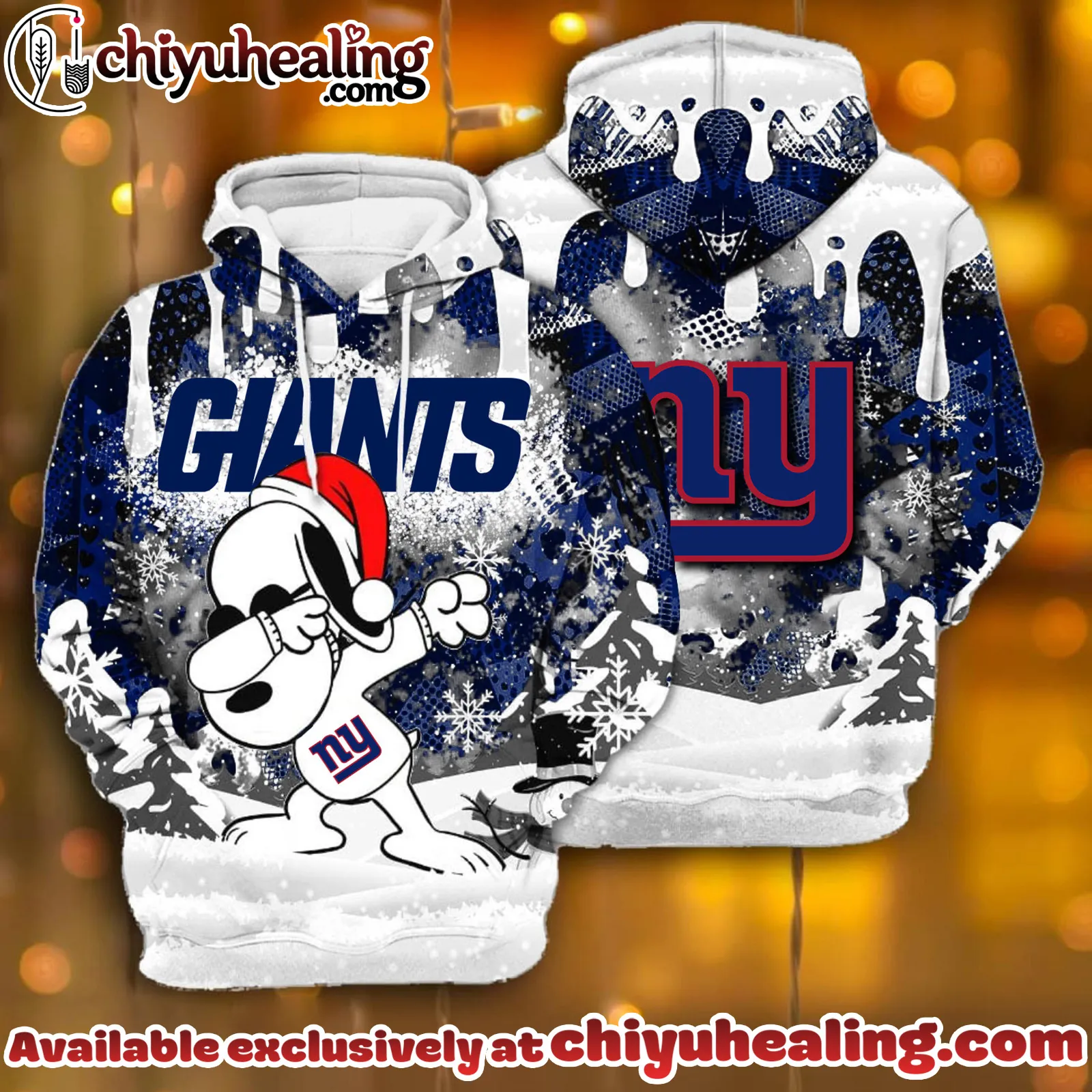 All Team NFC New York Giants x Snoopy Christmas Hoodie Limited Edition-3D Unisex Hoodie