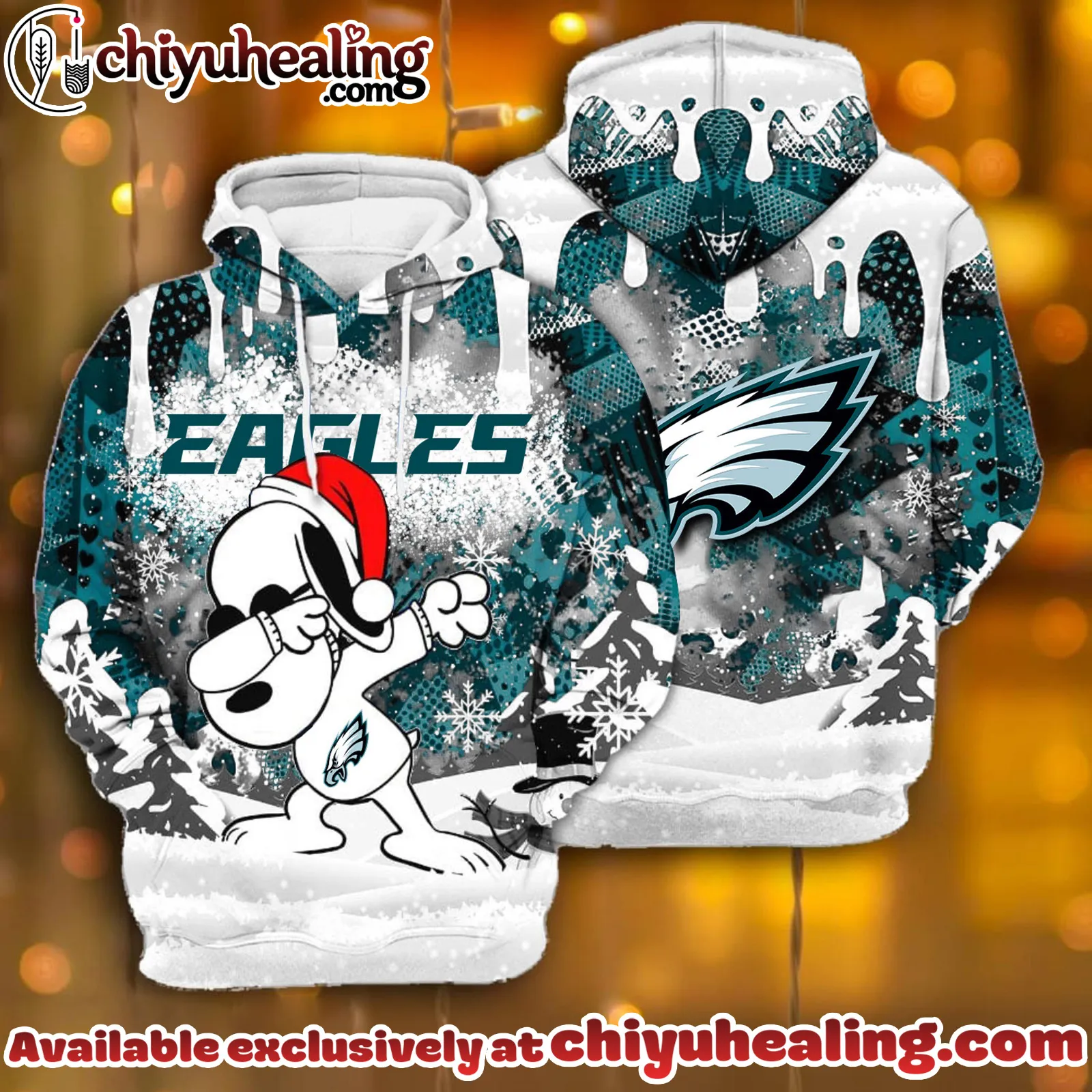 All Team NFC Philadelphia Eagles x Snoopy Christmas Hoodie Limited Edition-3D Unisex Hoodie