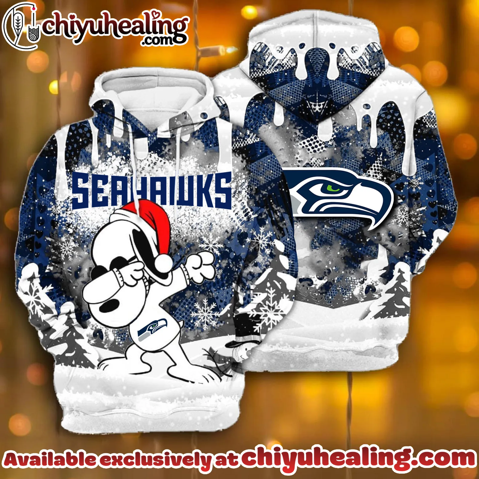 All Team NFC Seattle Seahawks x Snoopy Christmas Hoodie Limited Edition-3D Unisex Hoodie