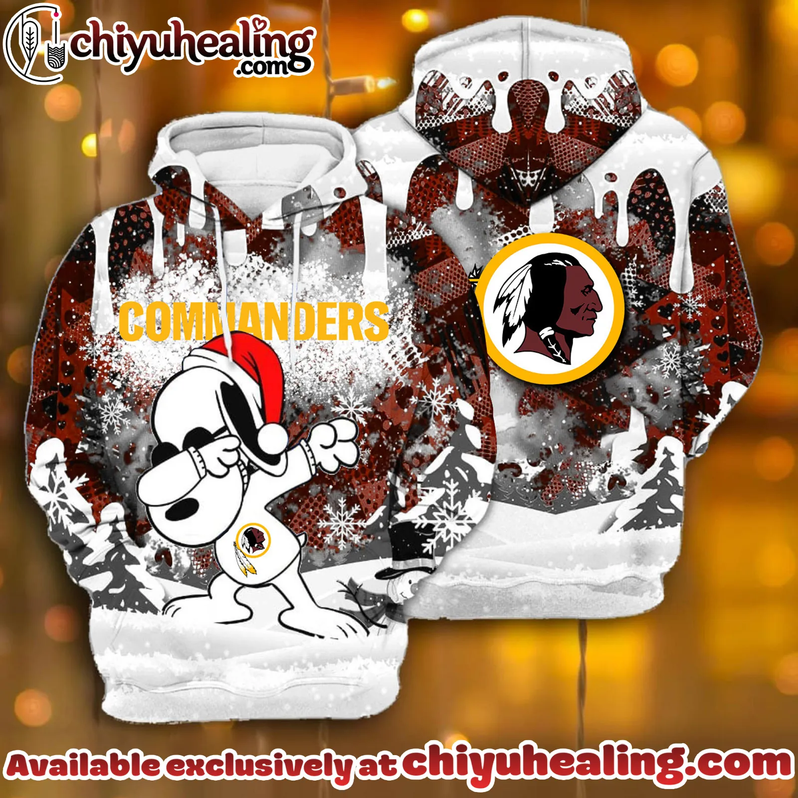 All Team NFC Washington Commanders x Snoopy Christmas Hoodie Limited Edition-3D Unisex Hoodie