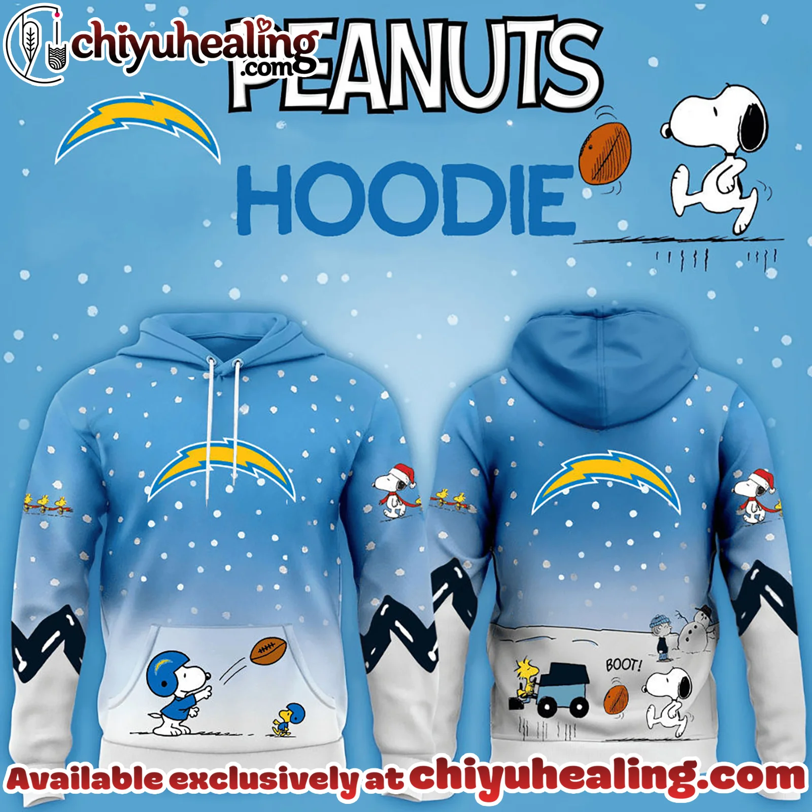 All Team NFL Los Angeles Chargers x Peanuts Hoodie Christmas Limited Edition-3D Unisex Hoodie, Shirt, Sweatshirt
