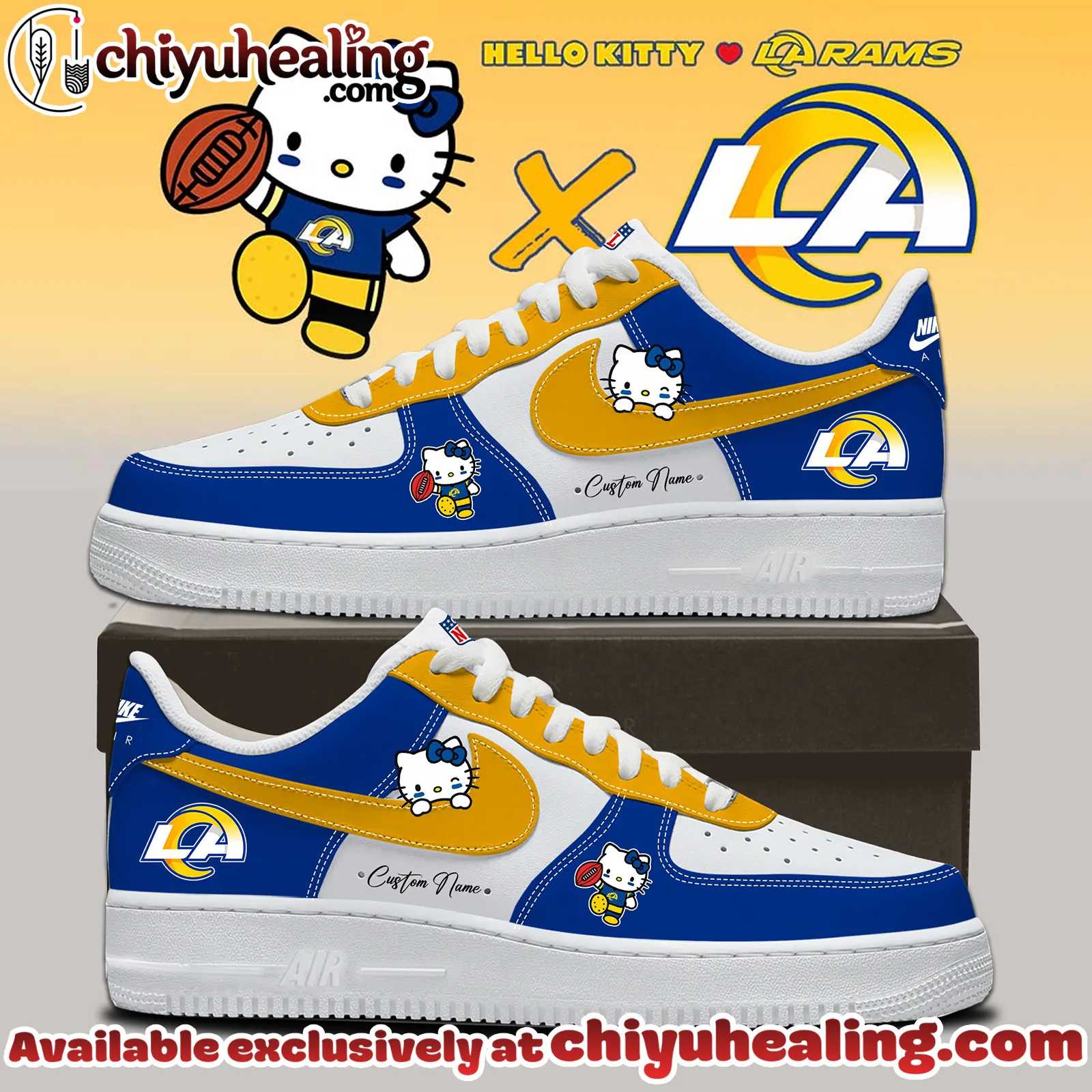 All Team NFL Los Angeles Rams x Hello Kitty Limited Air Force 1 - Ver 2