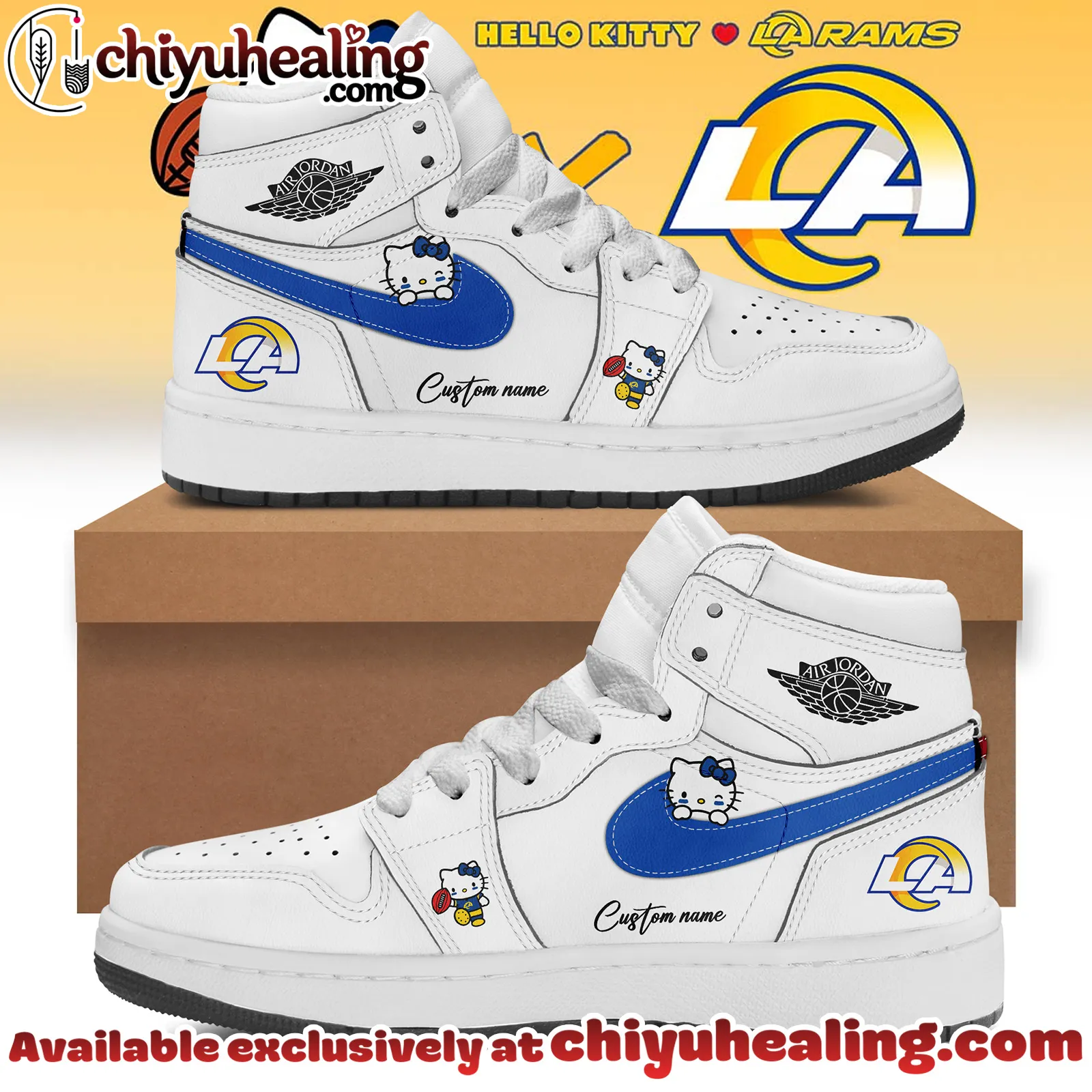 All Team NFL Los Angeles Rams x Hello Kitty Limited Air Jordan 1 - Ver 2