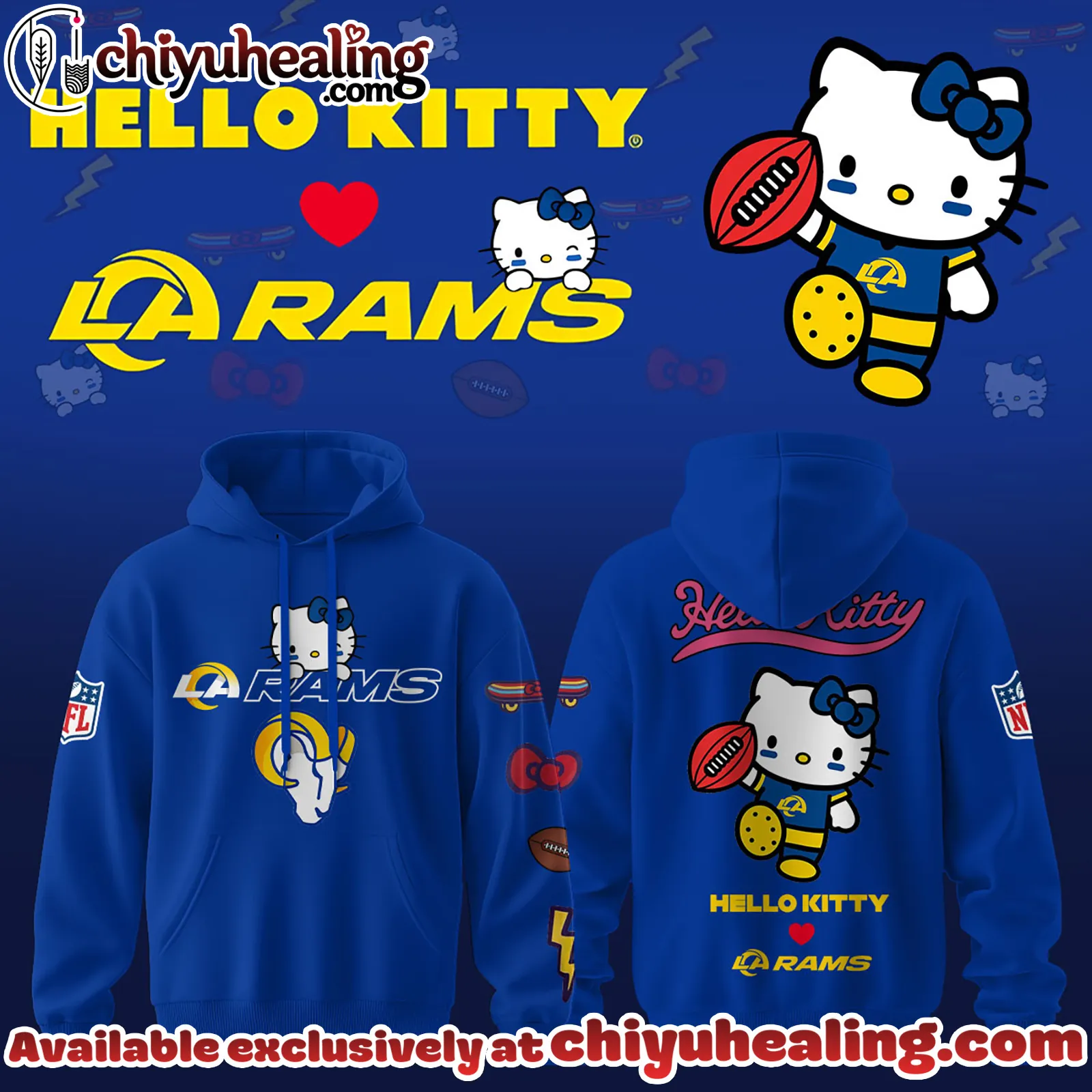 All Team NFL Los Angeles Rams x Hello Kitty Limited Hoodie - Ver 2