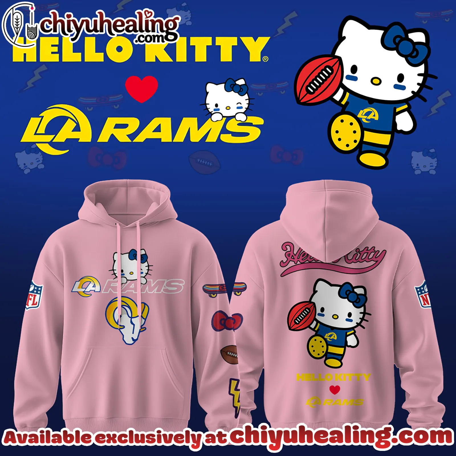 All Team NFL Los Angeles Rams x Hello Kitty Limited Hoodie - Ver 3