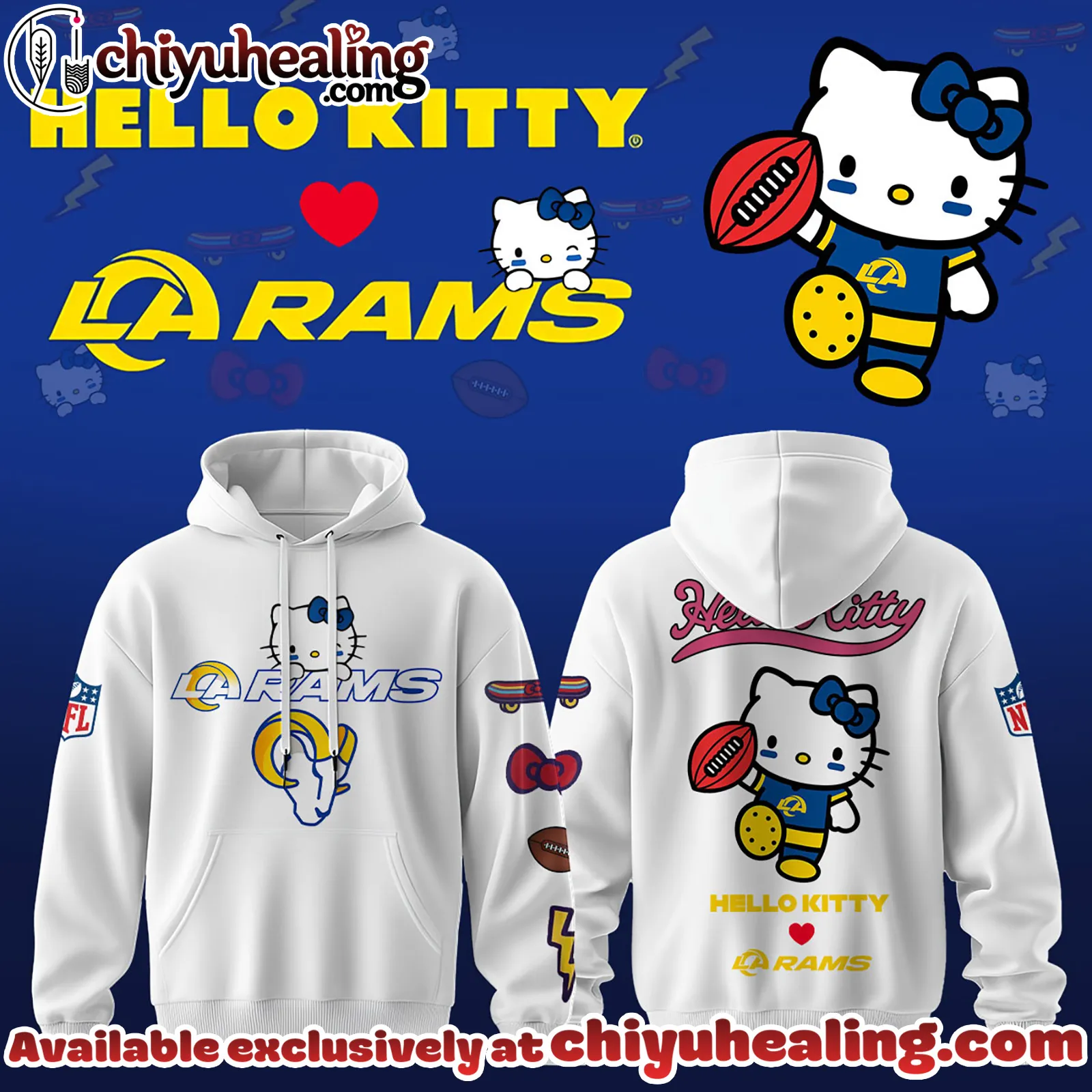All Team NFL Los Angeles Rams x Hello Kitty Limited Hoodie