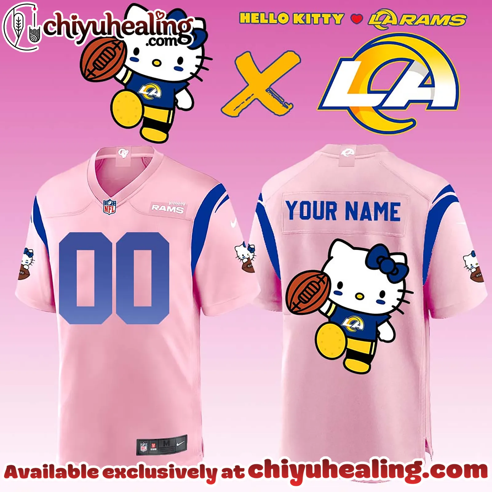 All Team NFL Los Angeles Rams x Hello Kitty Limited Jersey Custom Name & Number - Ver 2