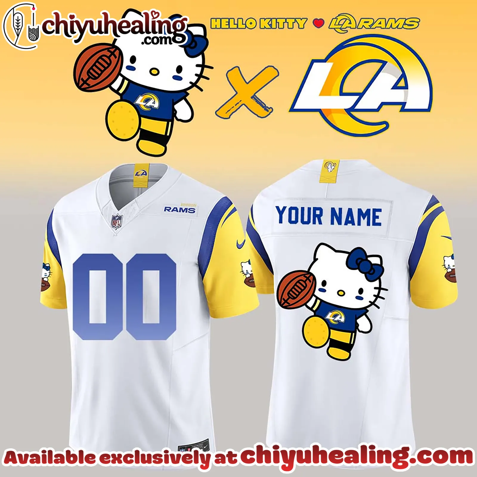 All Team NFL Los Angeles Rams x Hello Kitty Limited Jersey Custom Name & Number
