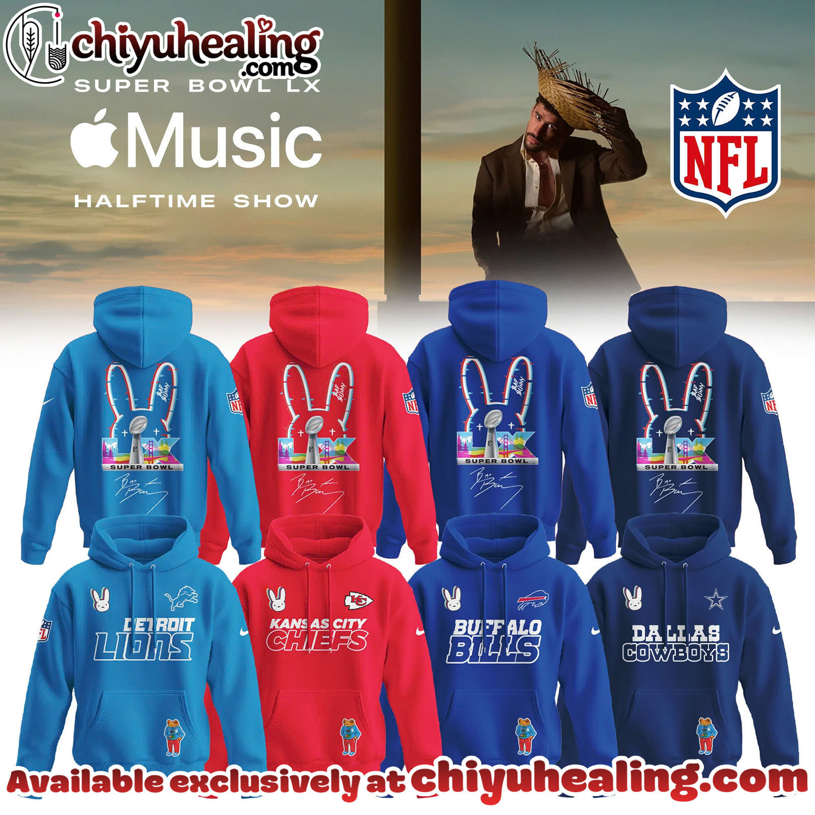 ALL TEAM NFL x Bad Bunny Super Bowl 2026 Combo Hoodie, Sweatshirt, Tshirt V2