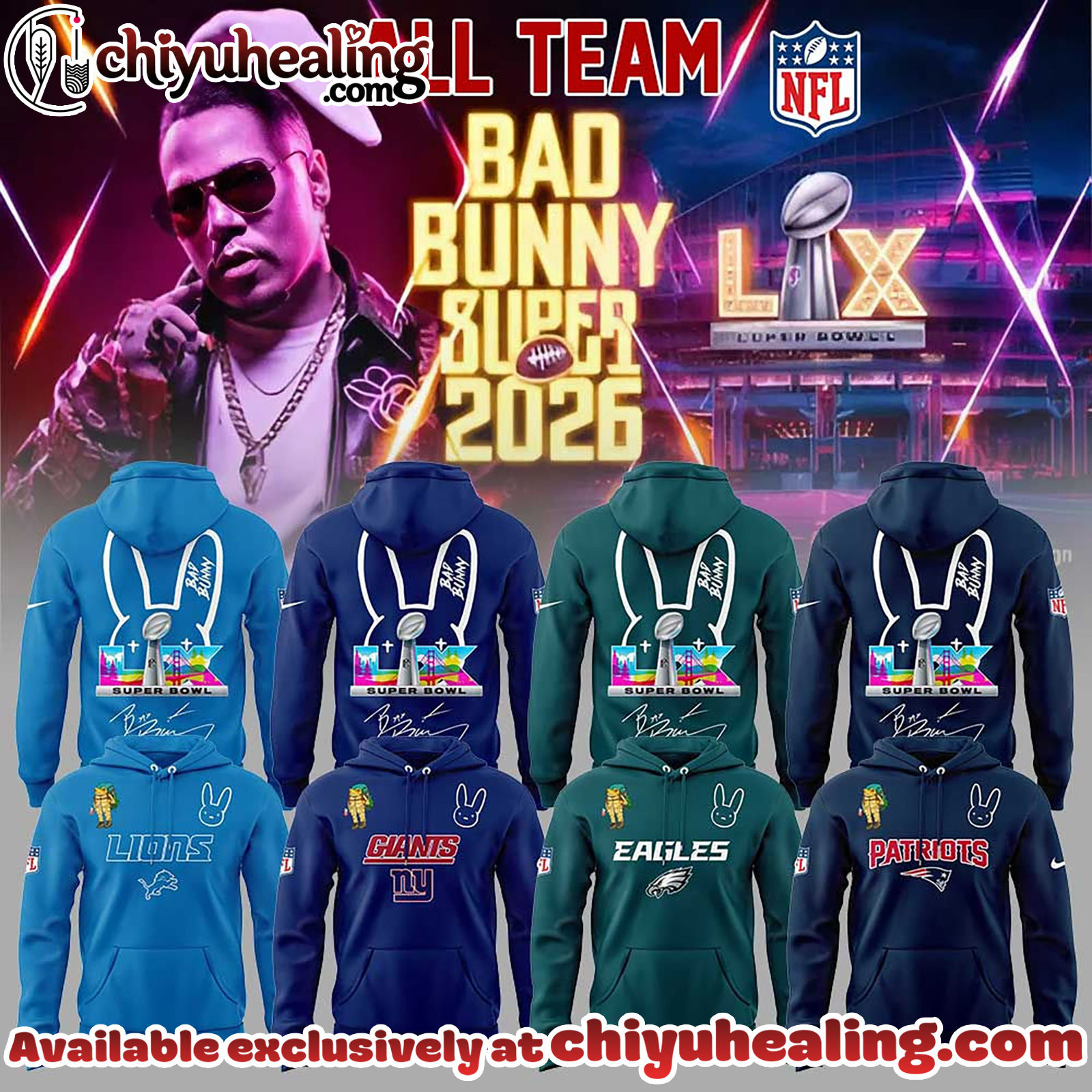 ALL TEAM NFL x Bad Bunny Super Bowl 2026 Combo Hoodie, Sweatshirt, Tshirt