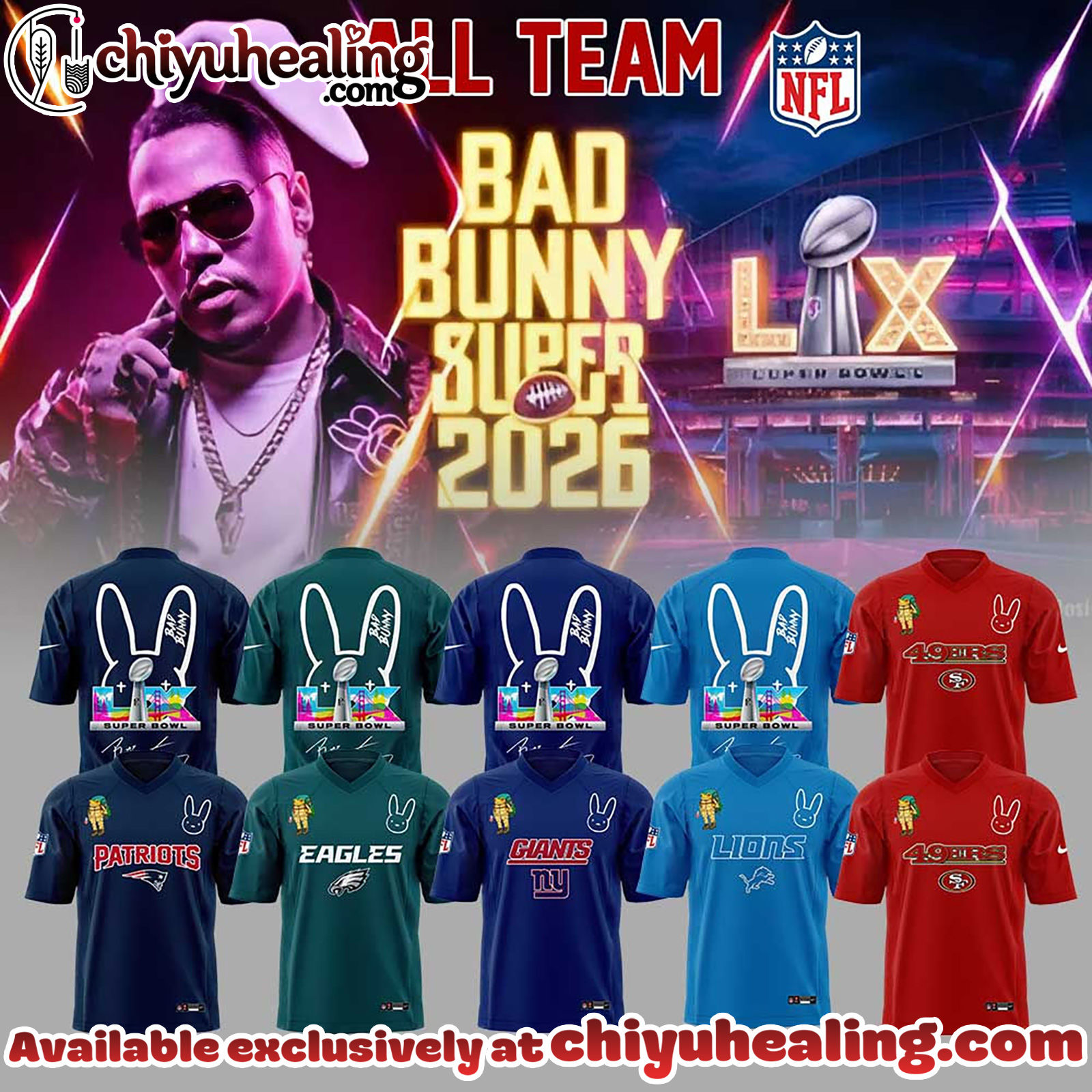ALL TEAM NFL x Bad Bunny Super Bowl 2026 Combo Jersey 2025