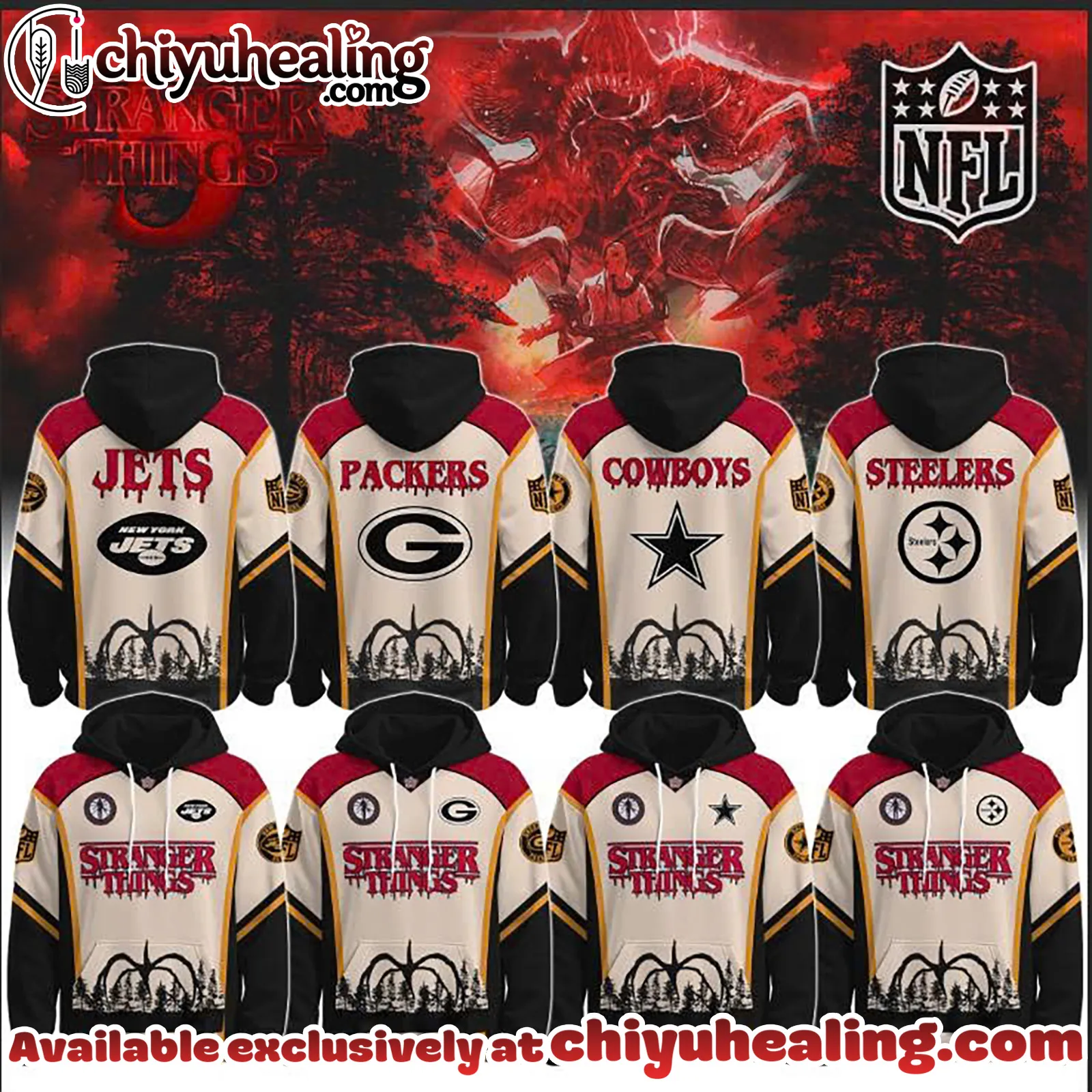 All Team NFL x Stranger Things Hoodie Limited Hoodie, Selling Out Fast