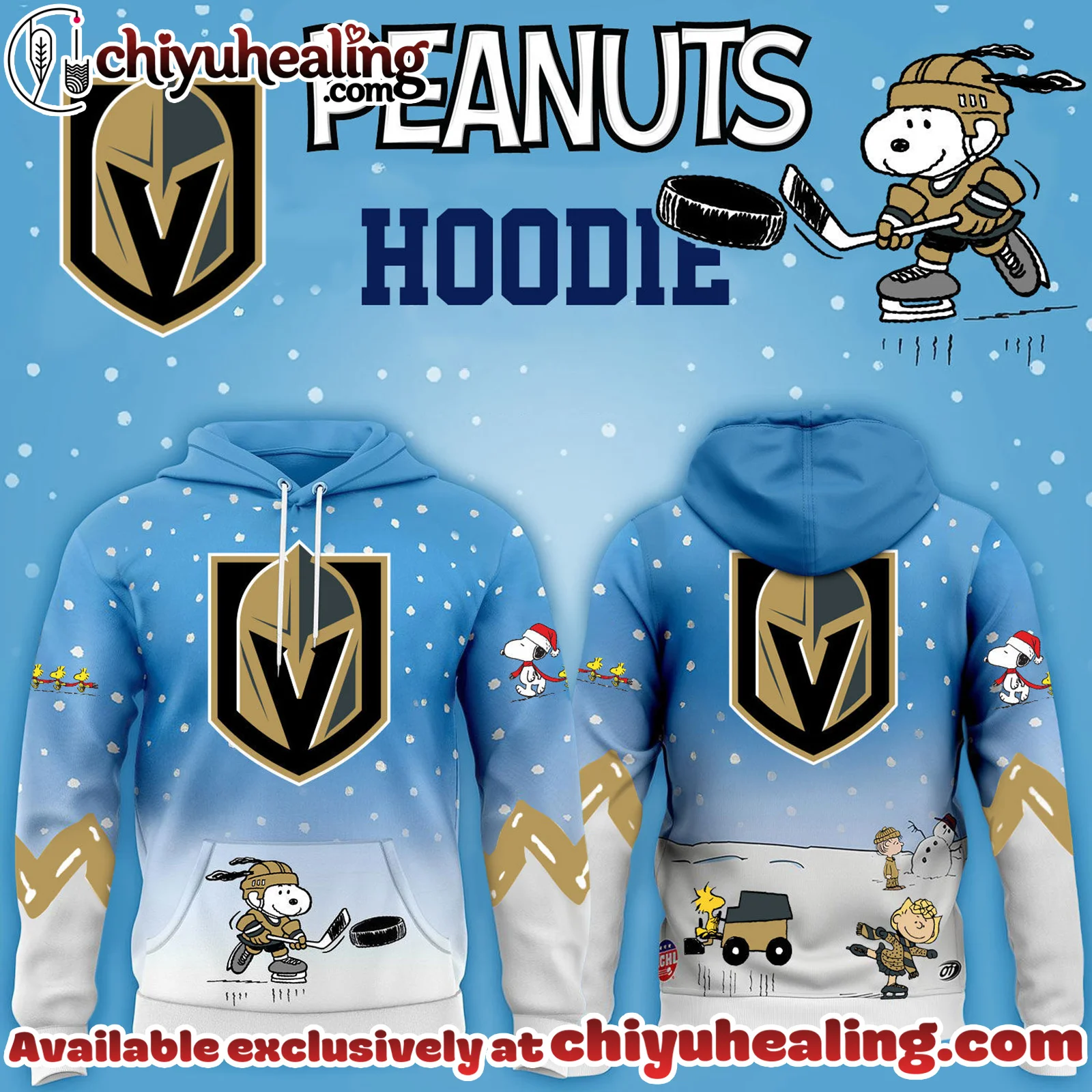 All Team NHL Vegas Golden Knights x Peanuts Hoodie Christmas Limited Edition-3D Unisex Hoodie, Shirt, Sweatshirt