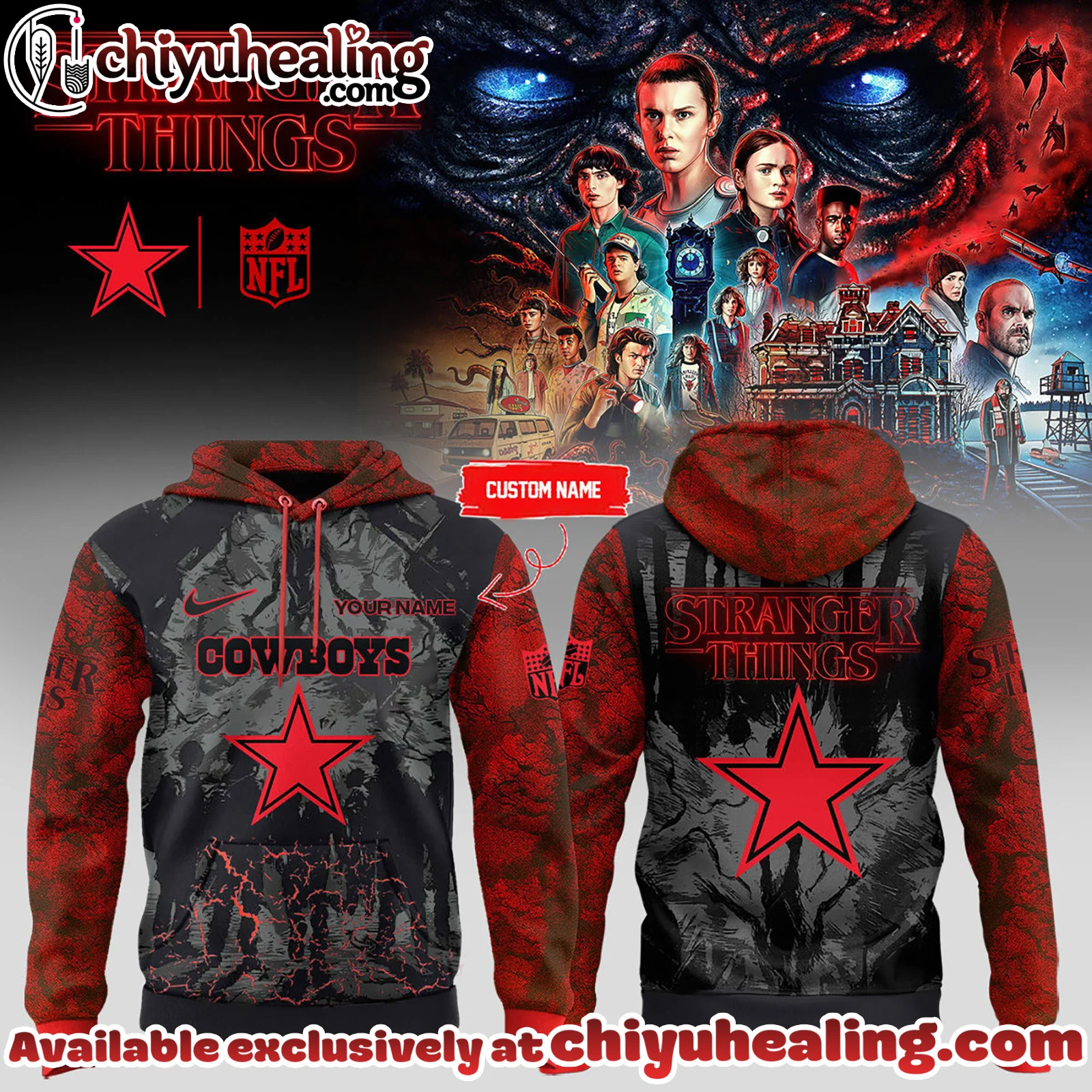 All Teams NFL Dallas Cowboys x Stranger Things Hoodie, Shirt, Sweatshirt Custom Name