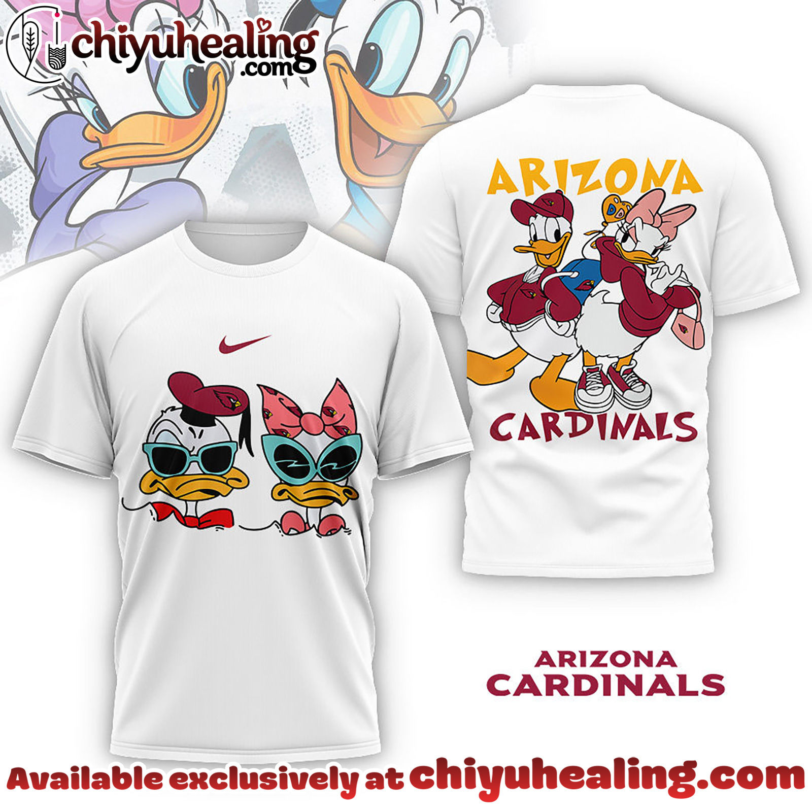 Arizona Cardinals Premium NFL Donald And Daisy 3D Tshirt, Sweatshirt, Hoodie