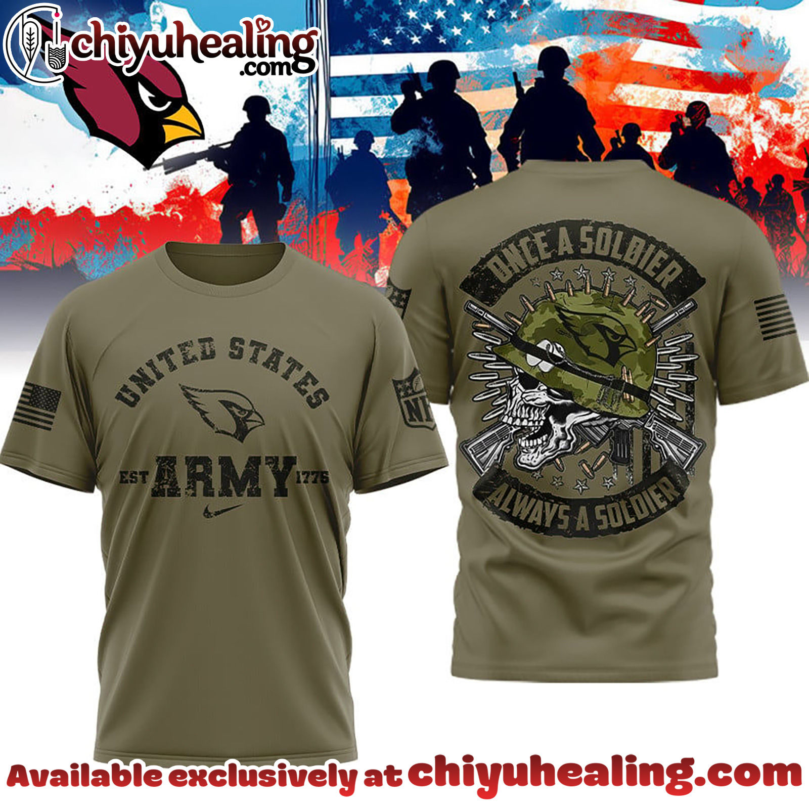 Arizona Cardinals Premium NFL Once A Soldier Always A Soldier 3D Shirt, Hoodie, Sweatshirt