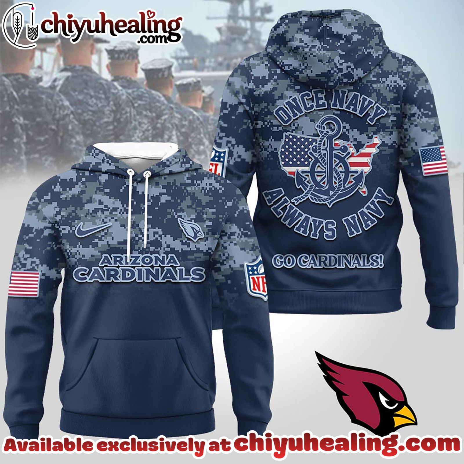 Arizona Cardinals Premium NFL US Navy 3D Hoodie, Sweatshirt, T-Shirt, All Team NFL