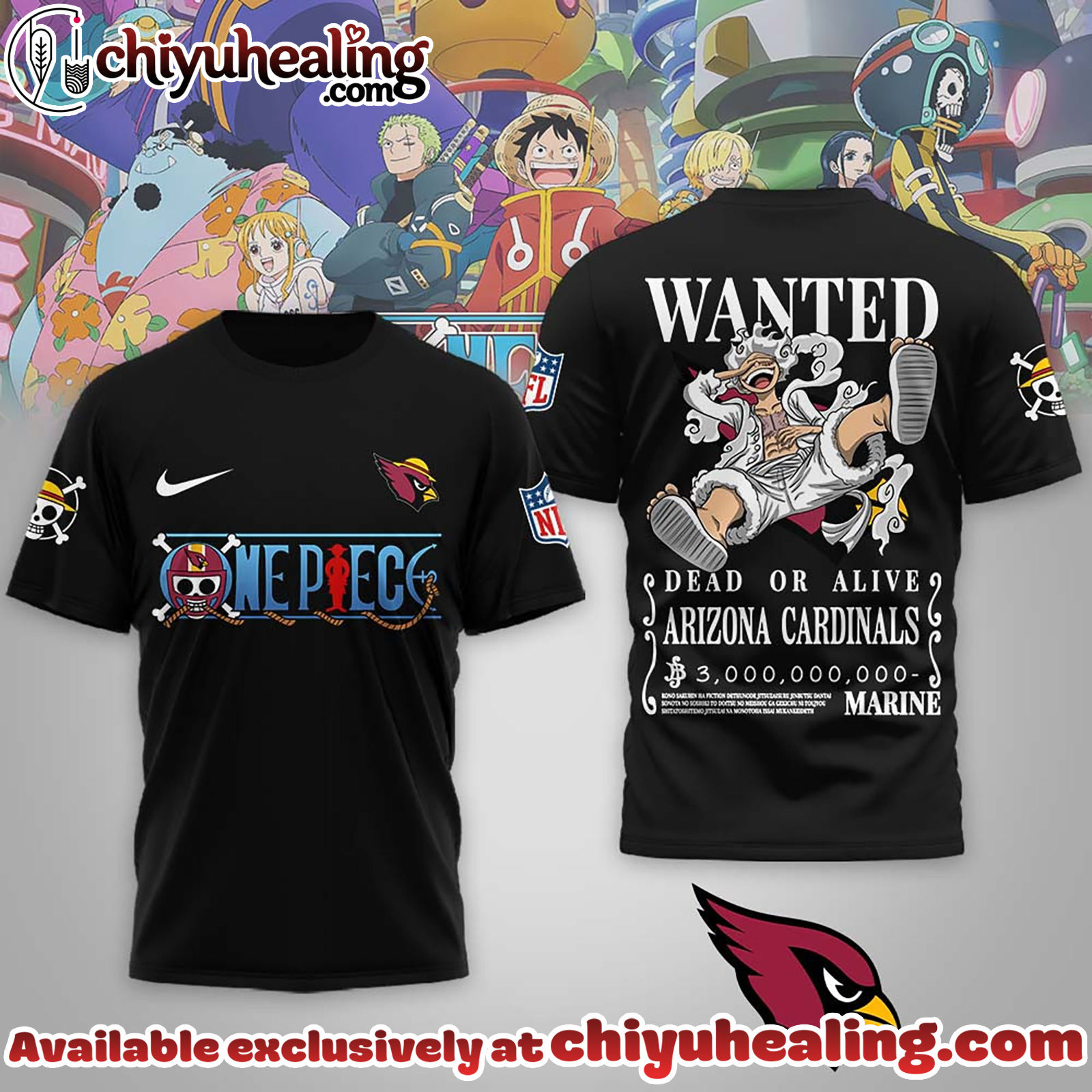 Arizona Cardinals Premium NFL Wanted Monkey D Luffy 3D Shirt, Hoodie, Sweatshirt, All Team NFL