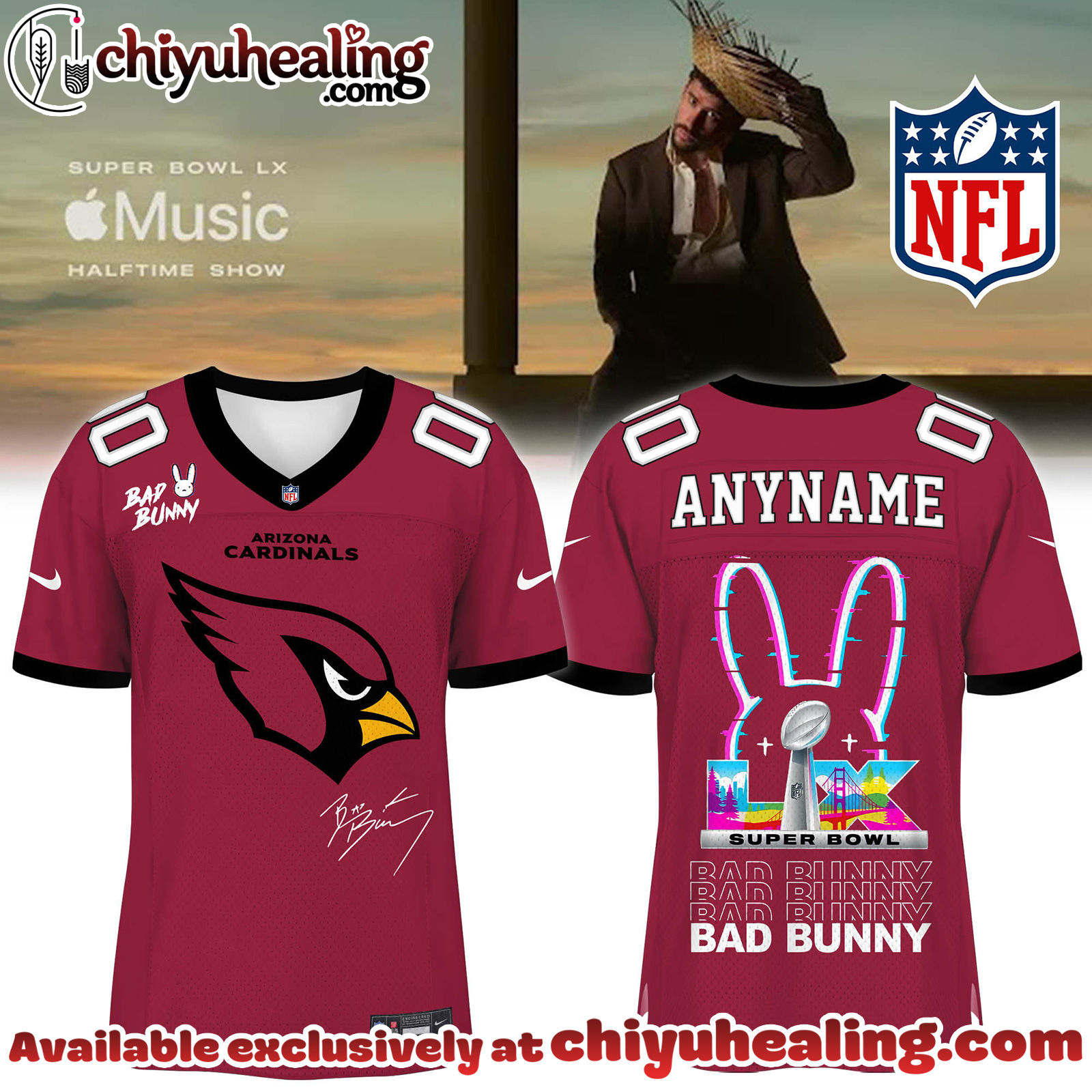 Arizona Cardinals x Bad Bunny Super Bowl Football Jersey Limited Edition
