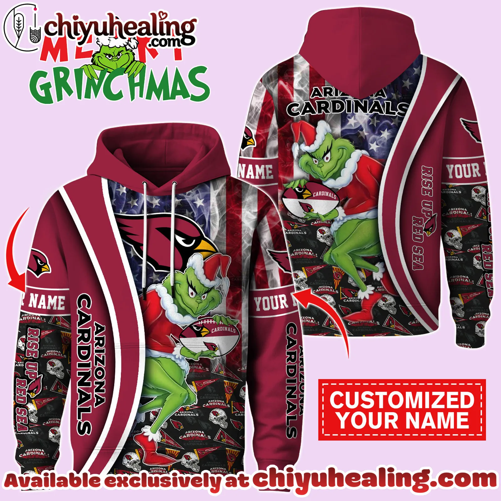 Arizona Cardinals x The Grinch Christmas Football Hoodie Limited Edition-3D Unisex Hoodie