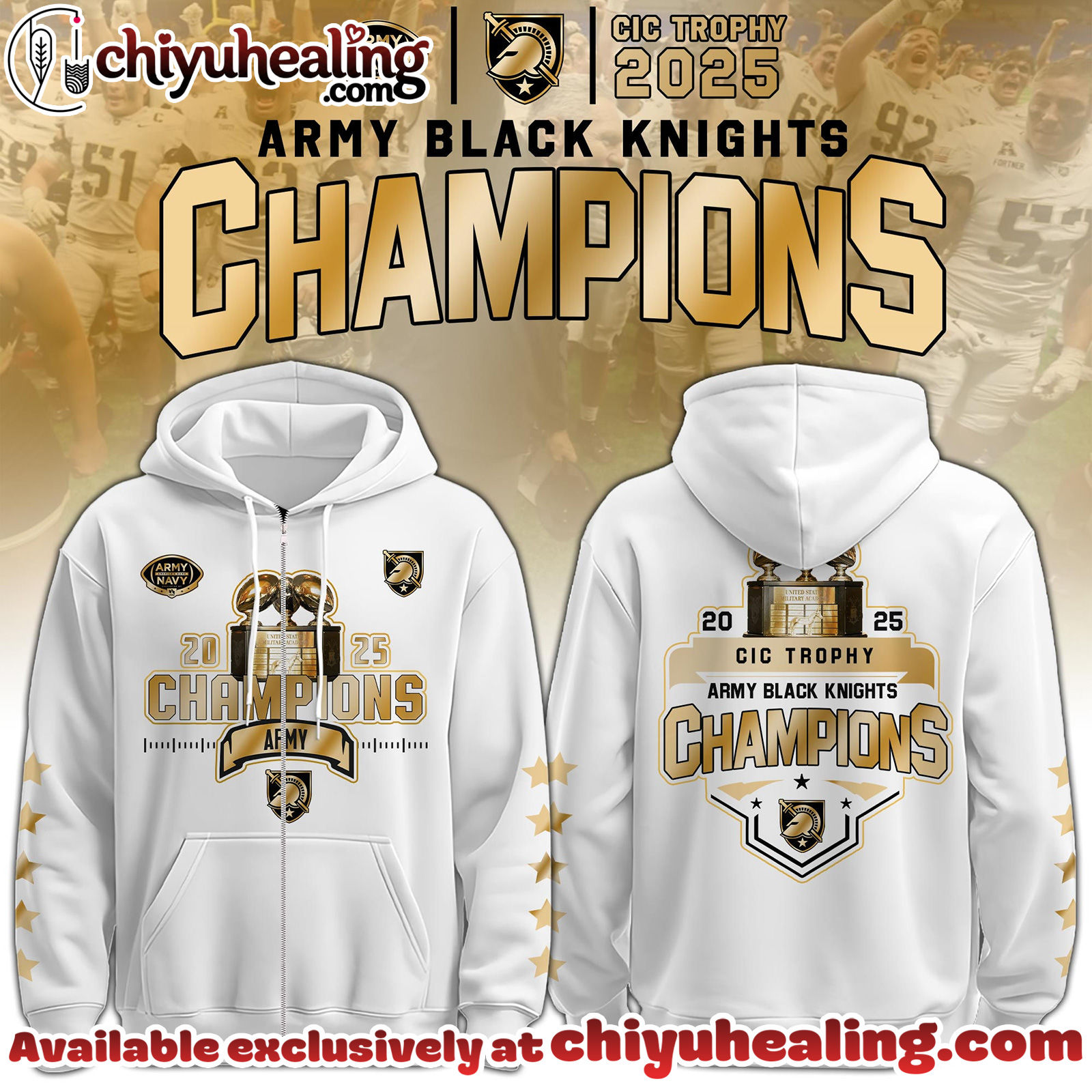 Army Black Knights Special CIC trophy Champions 2025 Zip Hoodie, Sweatshirt, Tshirt - Ver 2