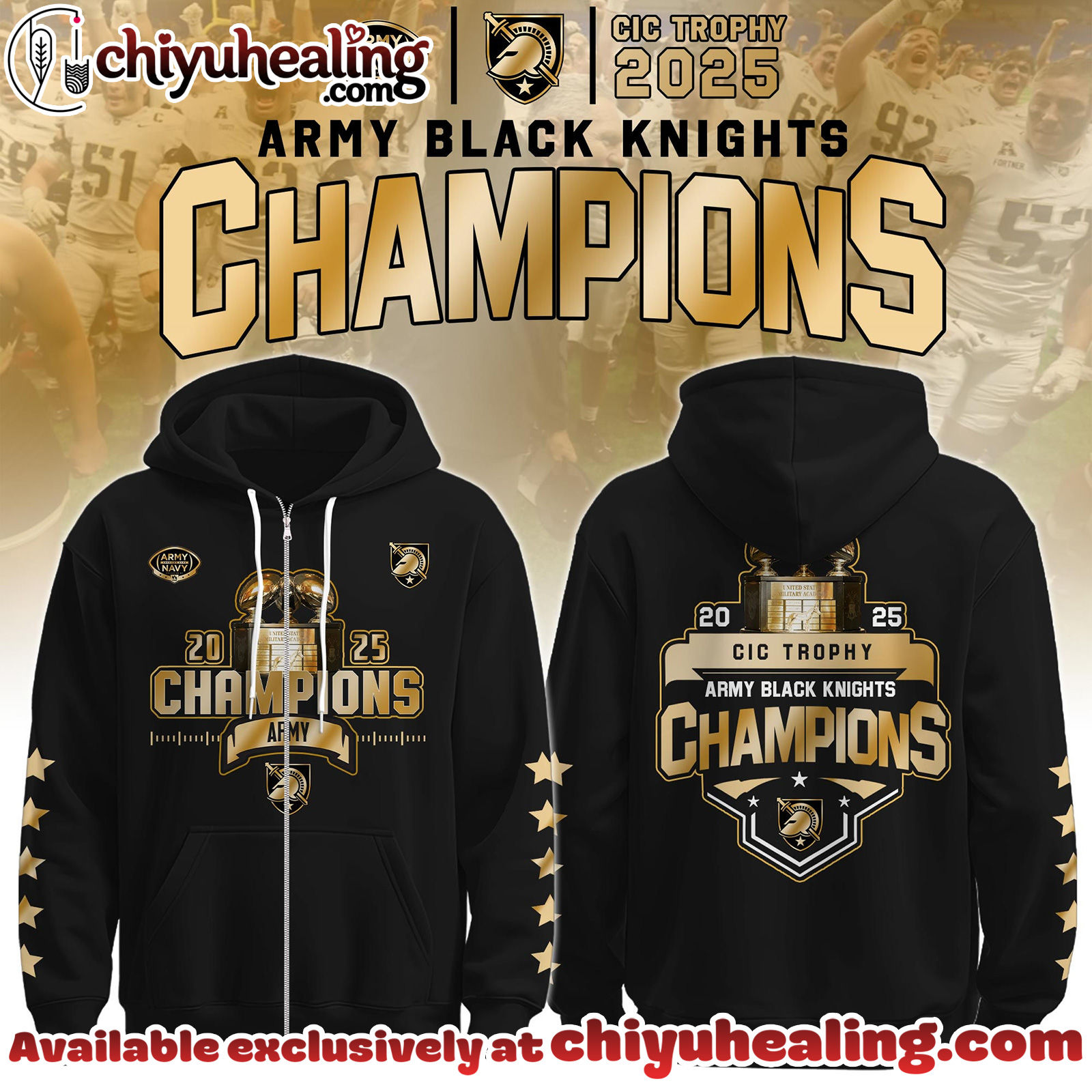 Army Black Knights Special CIC trophy Champions 2025 Zip Hoodie, Sweatshirt, Tshirt
