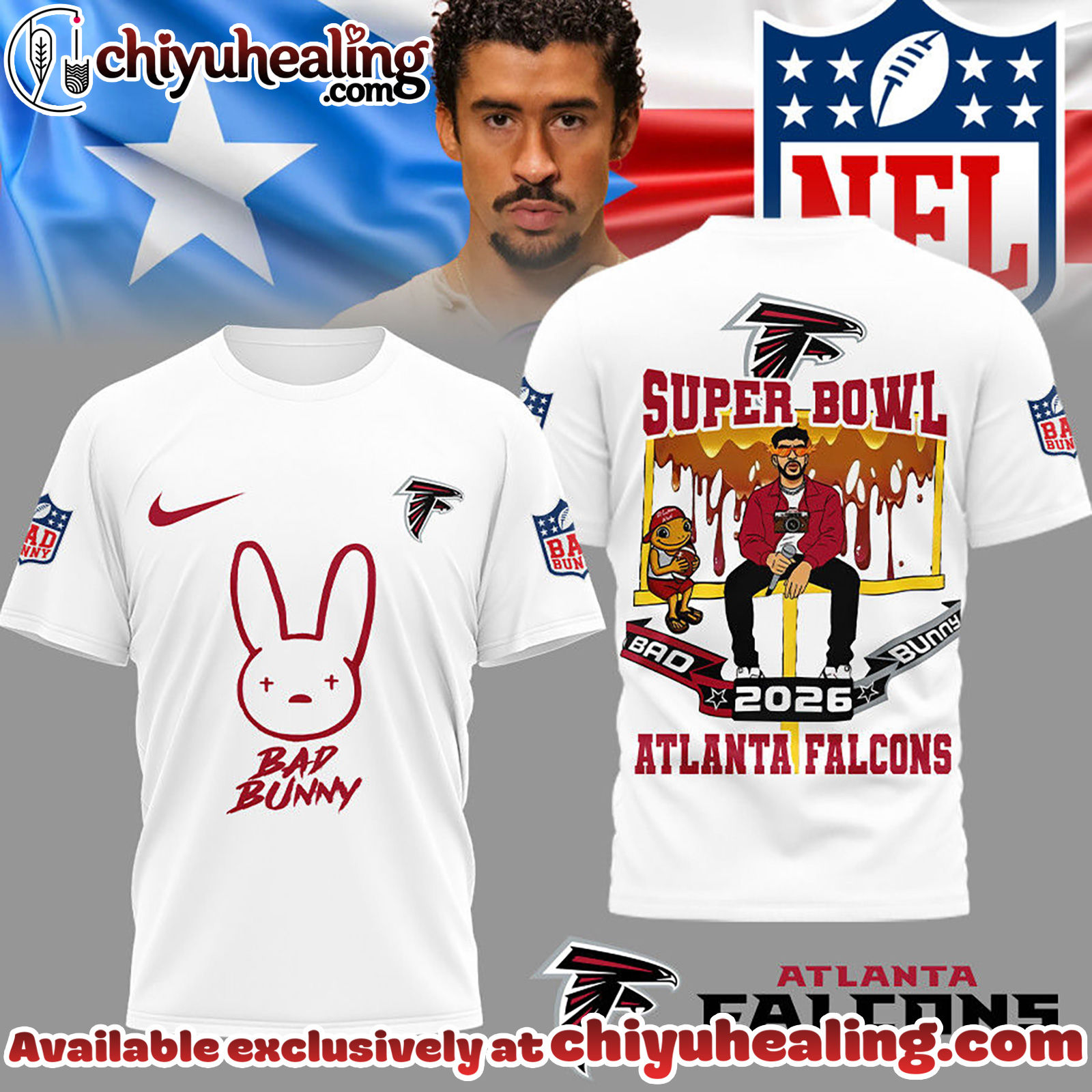 Atlanta Falcons Premium NFL Bad Bunny Super Bowl 3D Shirt