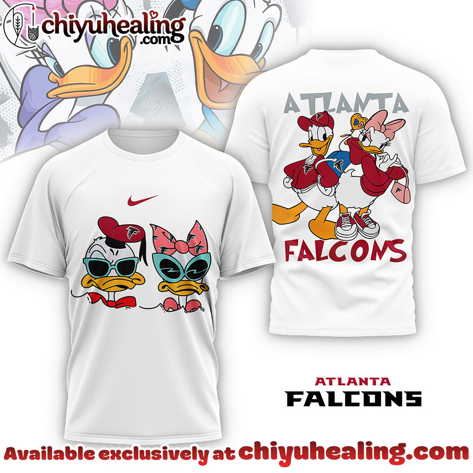 Atlanta Falcons Premium NFL Donald And Daisy 3D Tshirt, Sweatshirt, Hoodie