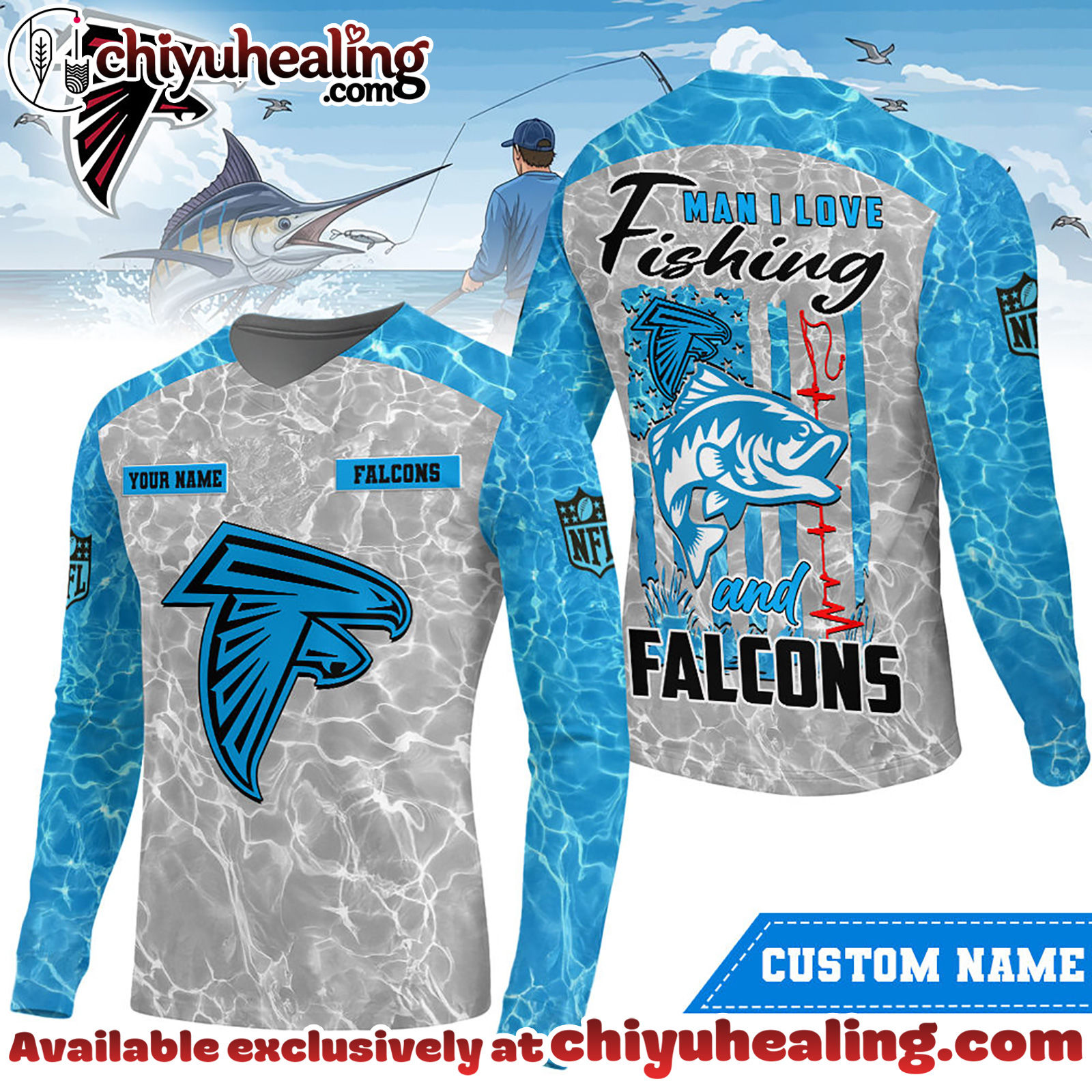 Atlanta Falcons Premium NFL Love Fishing Long Sleeve Hoodie, T-shirt, Sweatshirt