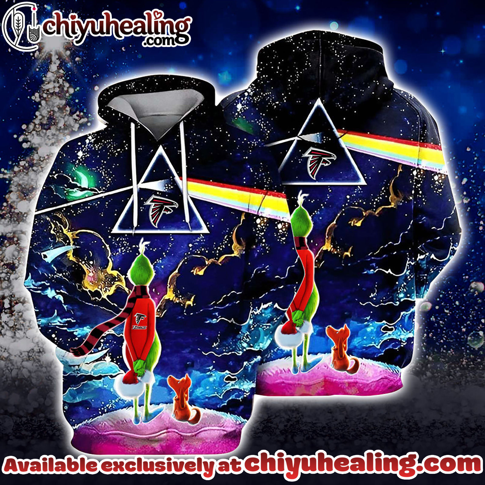 Atlanta Falcons x Grinch And Pink Floyd Football Hoodie, T-Shirt, Sweatshirt, All Team NFC Limited Edition-3D