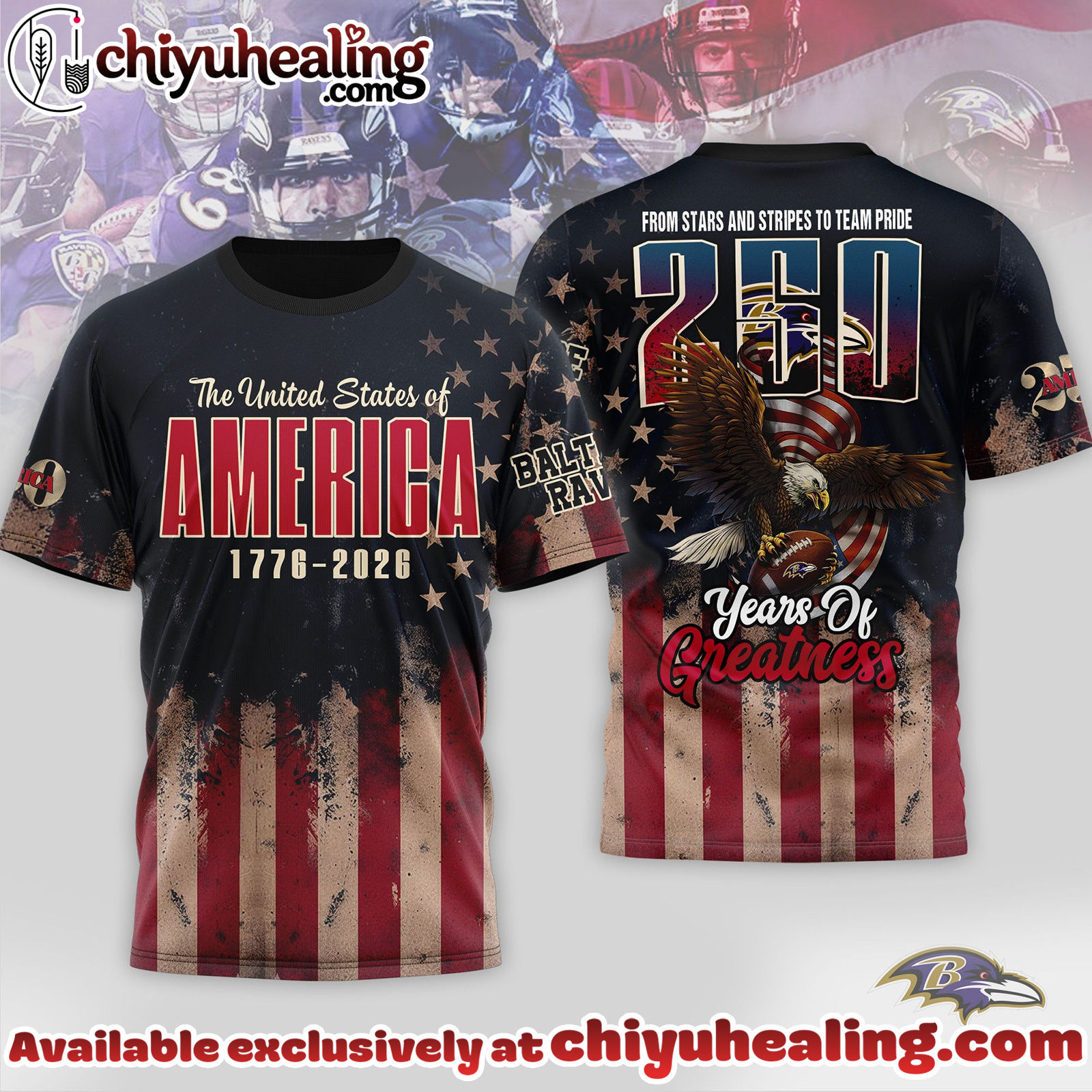 Baltimore Ravens Premium NFL 250th Anniversary Of America 3D Shirt, Hoodie, Sweatshirt