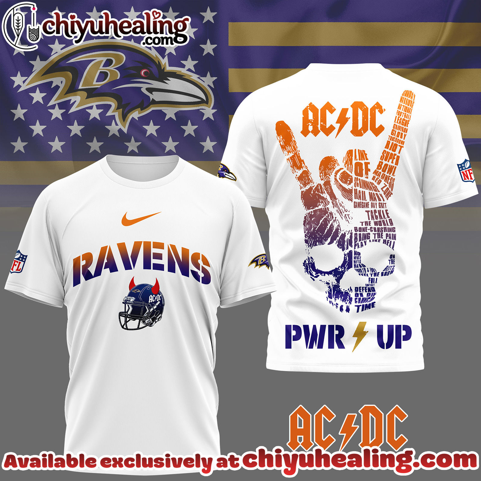 Baltimore Ravens Premium NFL AcDc Fan 3D Shirt, Hoodie, Sweatshirt, All Team NFL