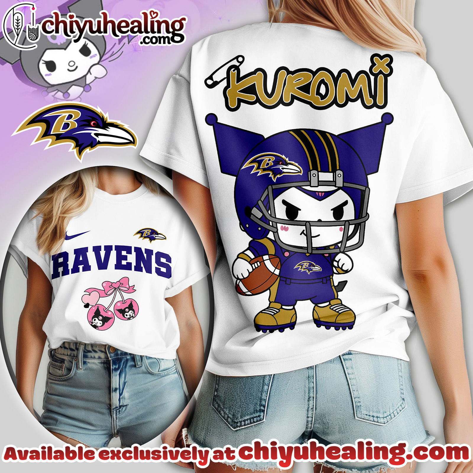 Baltimore Ravens Premium NFL Kuromi Women Shirt