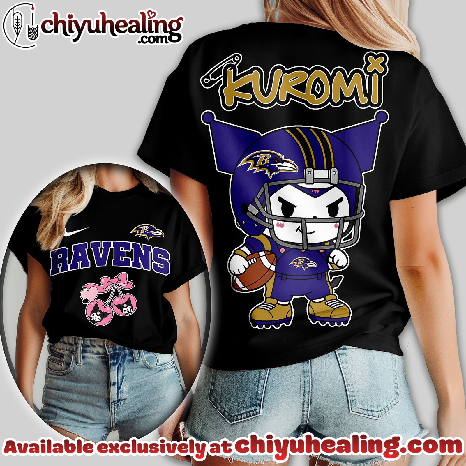 Baltimore Ravens Premium NFL Kuromi Women Shirt Baltimore Ravens Premium NFL Kuromi Women Shirt