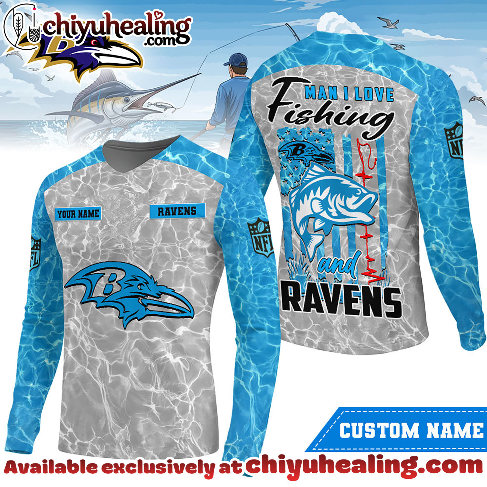 Baltimore Ravens Premium NFL Love Fishing Long Sleeve Hoodie, T-shirt, Sweatshirt