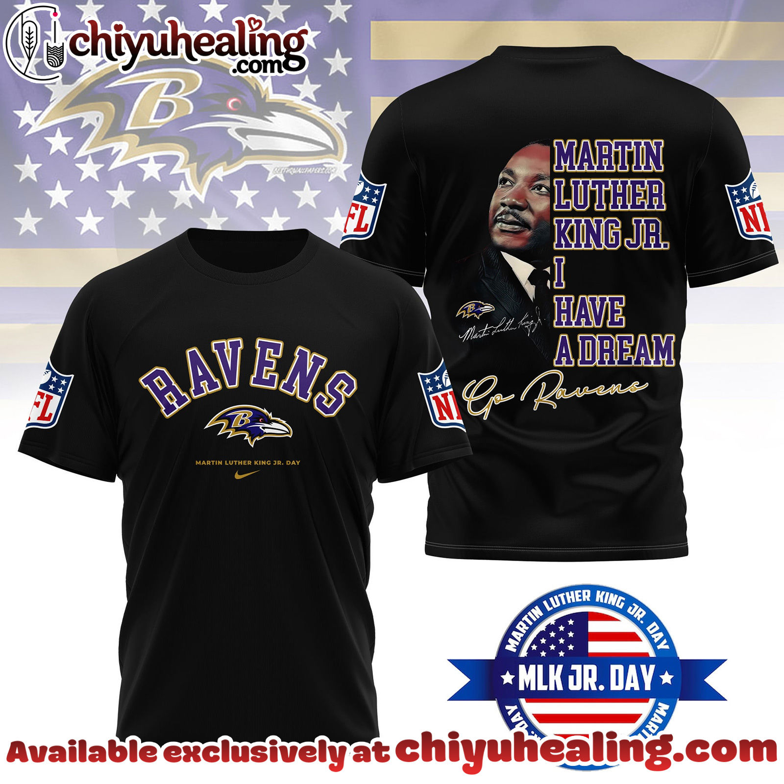 Baltimore Ravens Premium NFL Martin Luther King JR. Day 3D Shirt, Hoodie, Sweatshirt
