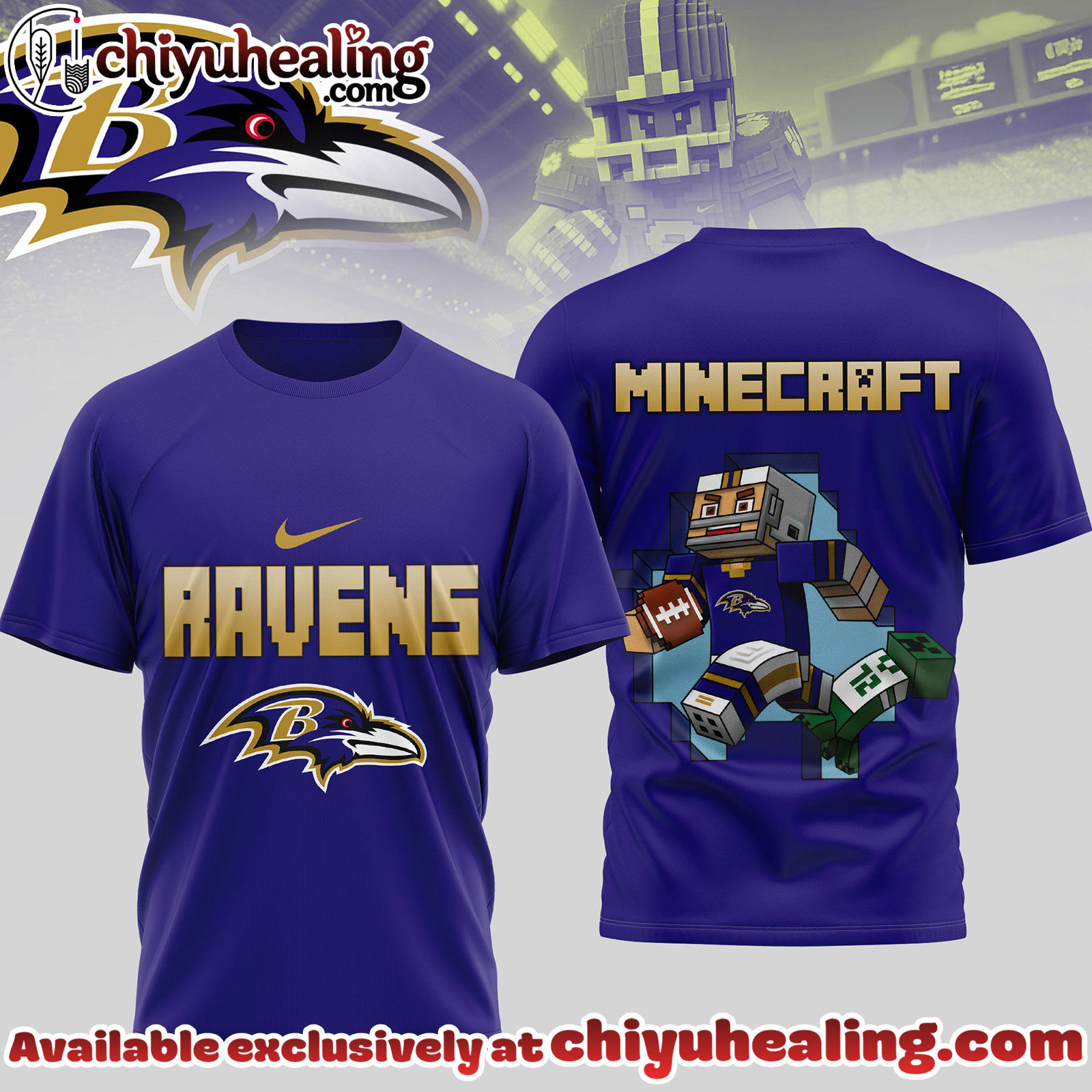 Baltimore Ravens Premium NFL Minecraft 3D Shirt