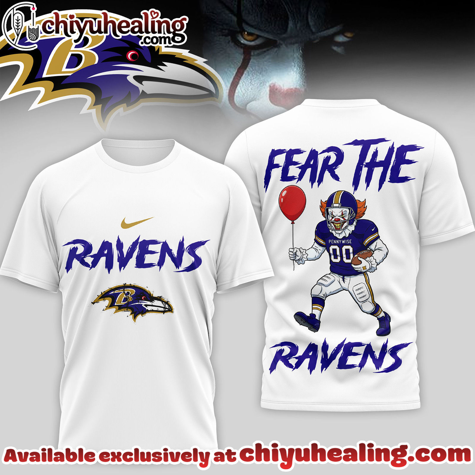 Baltimore Ravens Premium NFL Pennywise 3D Shirt