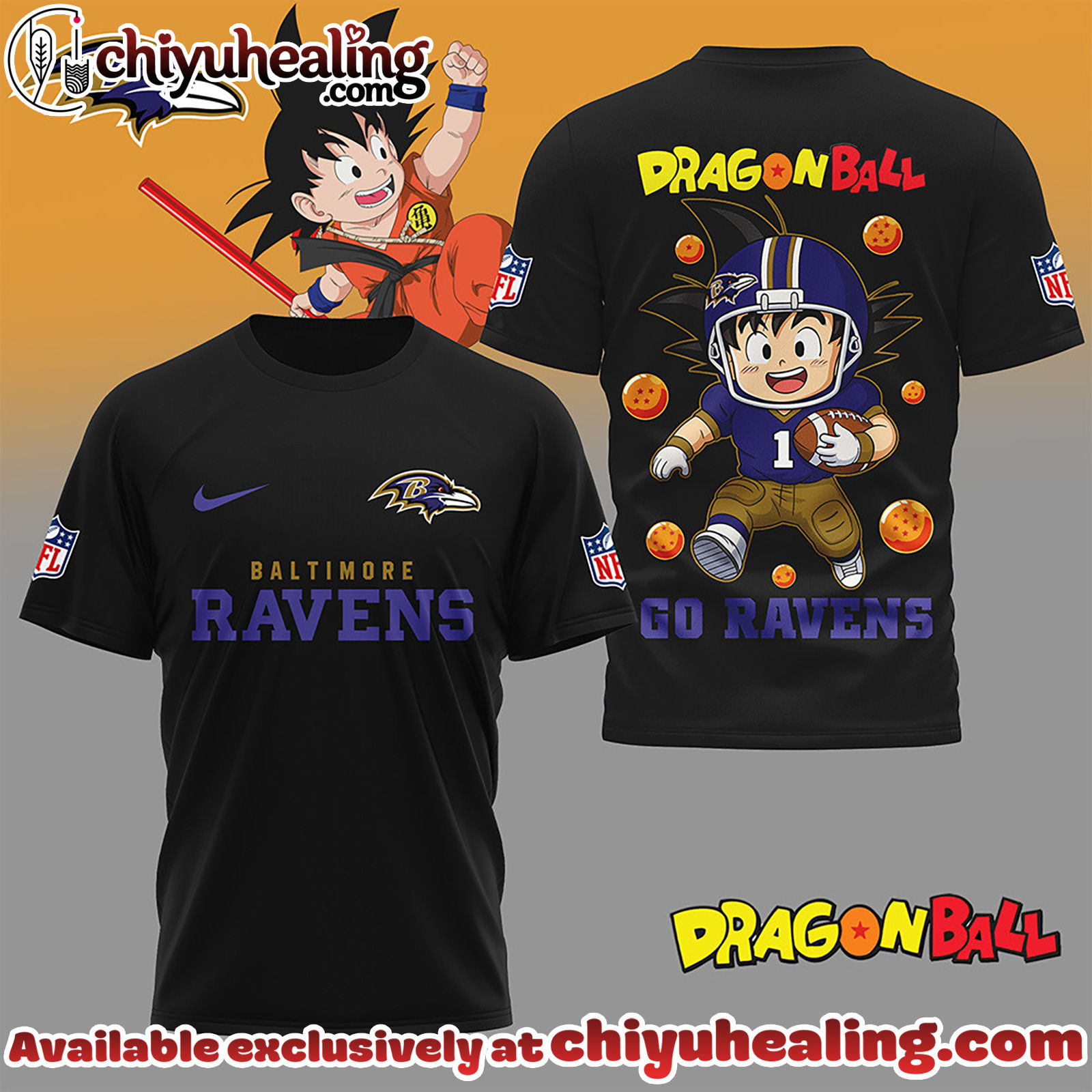 Baltimore Ravens Premium NFL Son Goku 3D Shirt, Hoodie, Sweatshirt, All Team NFL