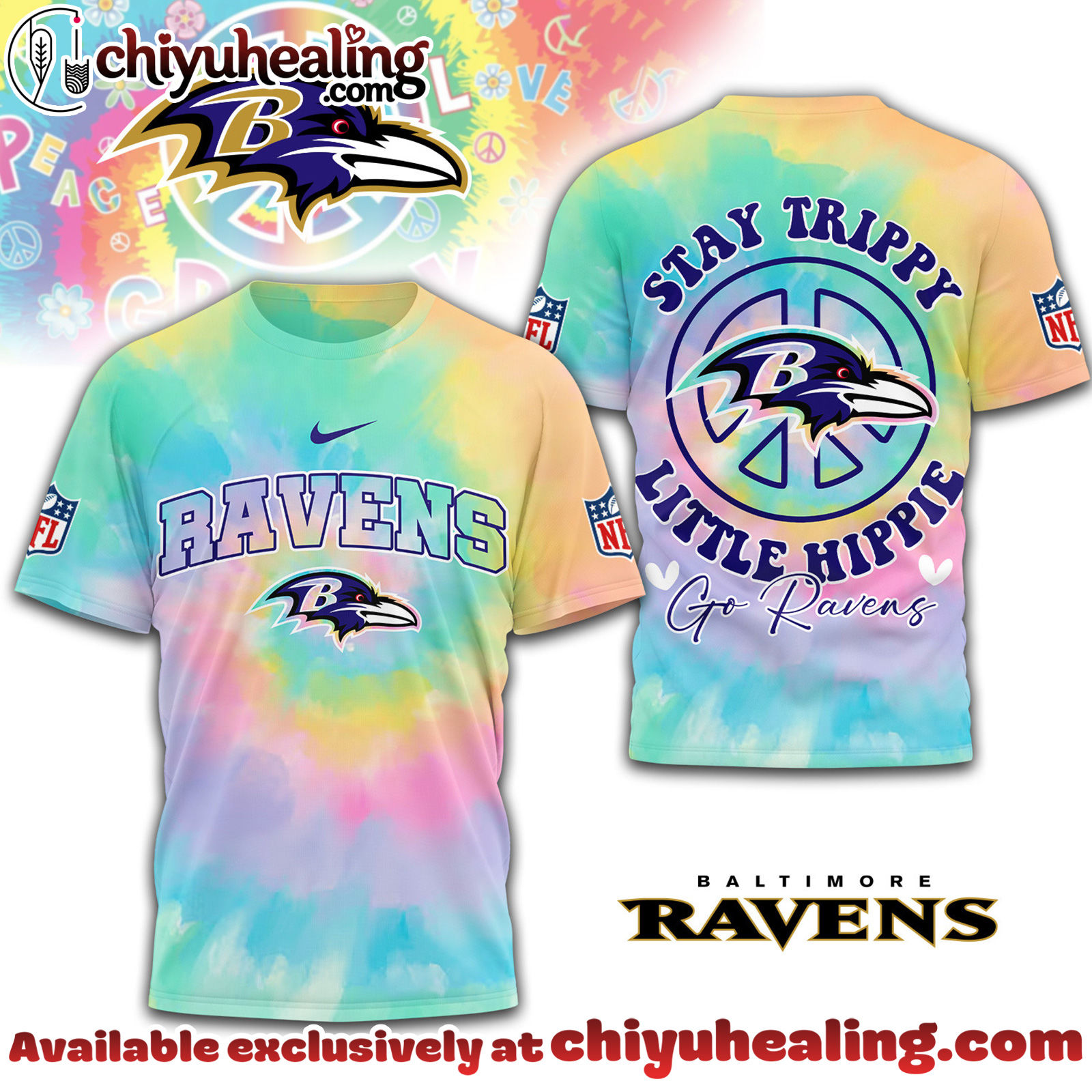 Baltimore Ravens Premium NFL Stay Trippy Little Hippie 3D Shirt, Hoodie, Sweatshirt, All Team NFL Baltimore Ravens Premium NFL Stay Trippy Little Hippie 3D Shirt, Hoodie, Sweatshirt, All Team NFL