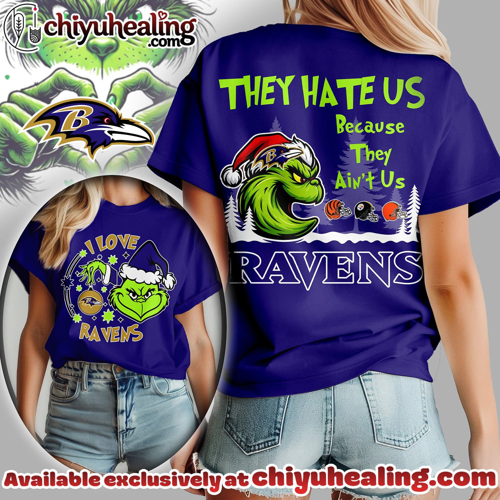 Baltimore Ravens Premium NFL They Hate Us Grinch Women Shirt, Hoodie, Sweatshirt, All Team NFL