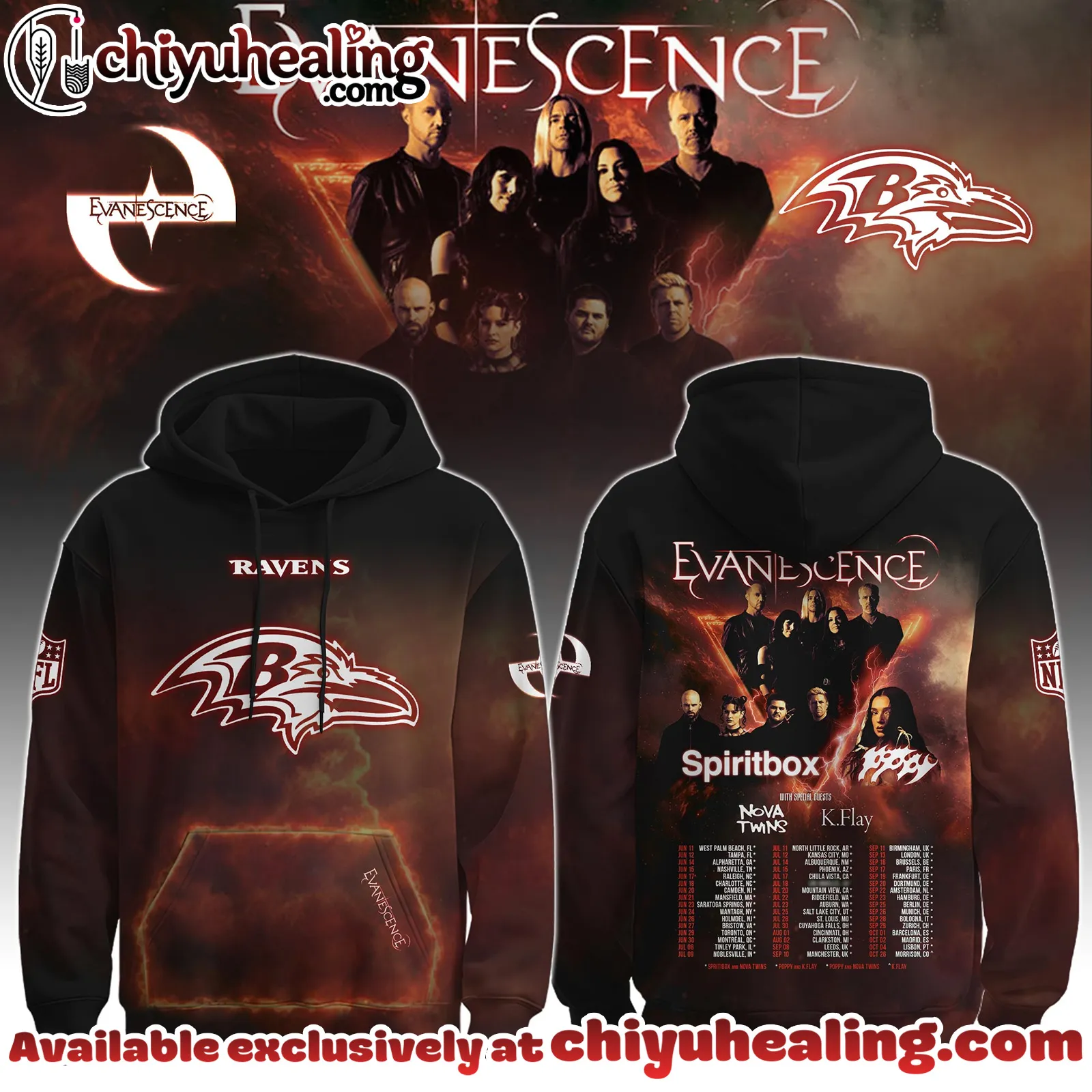 Baltimore Ravens x Evanescence Hoodie Limited Hoodie, All Team NFL