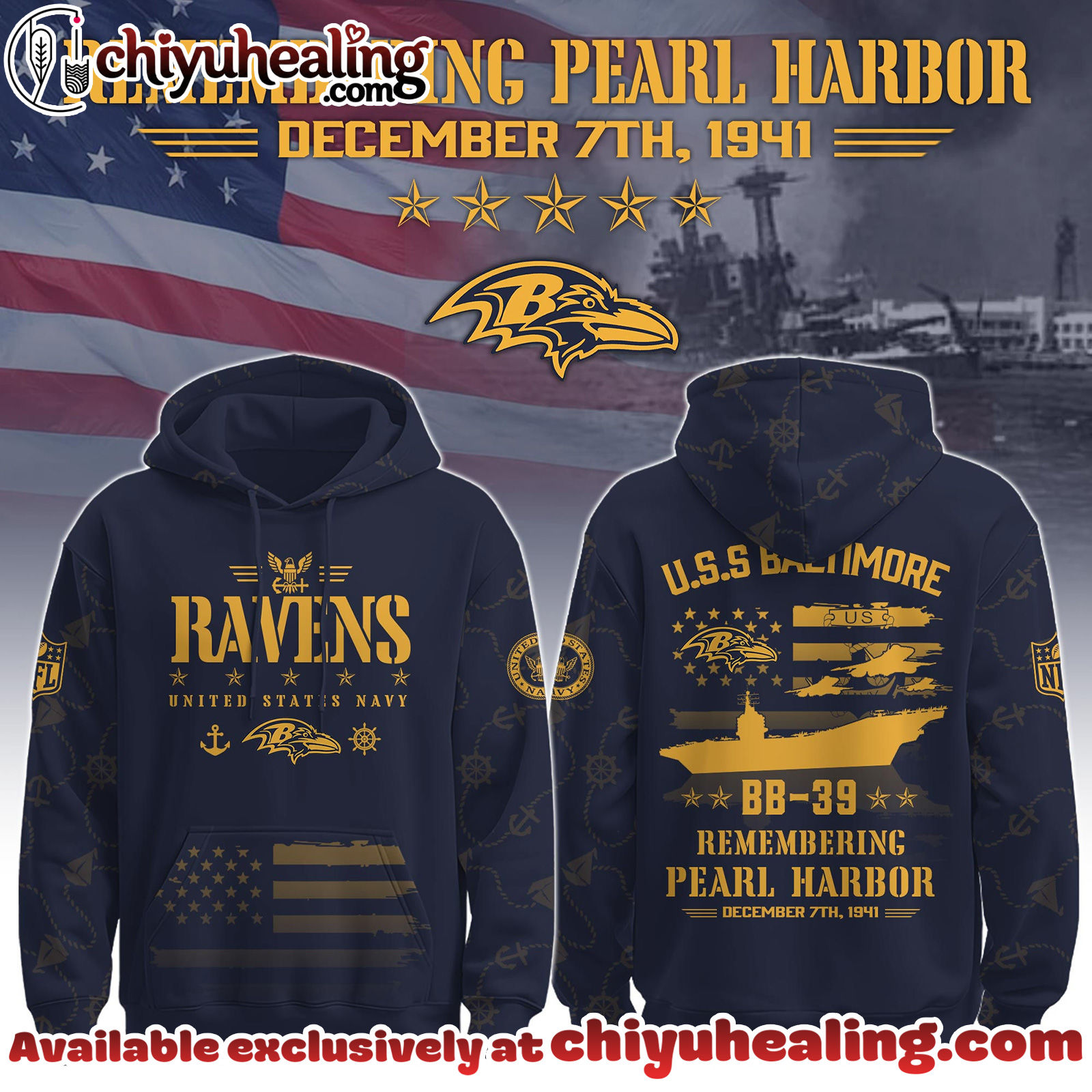 Baltimore Ravens x Pearl Harbor Remembrance Day Hoodie, T-Shirt, Sweatshirt Limited Edition